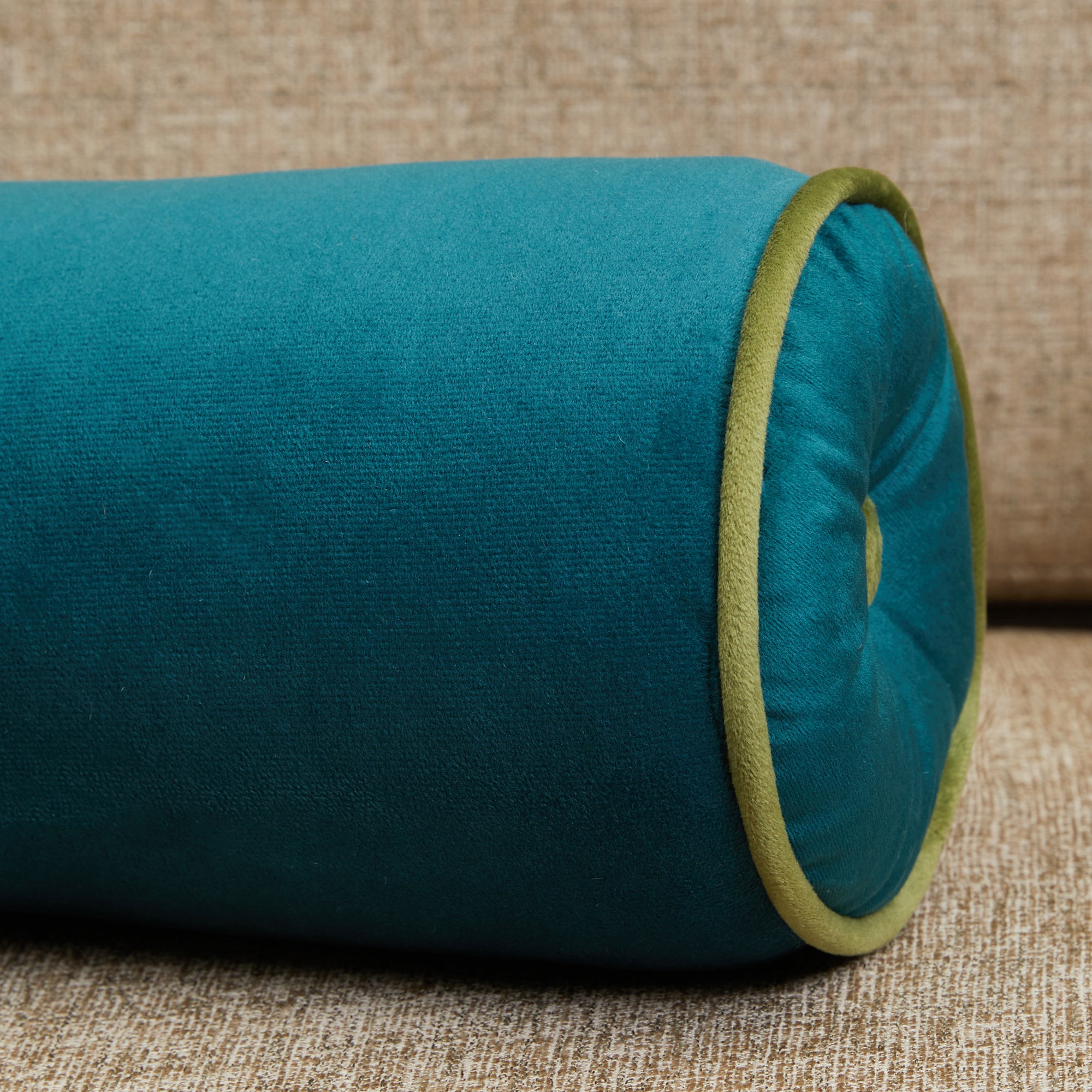 Fiesta Velvet Reversible Bolster 20x50 Cm in Teal Colour
