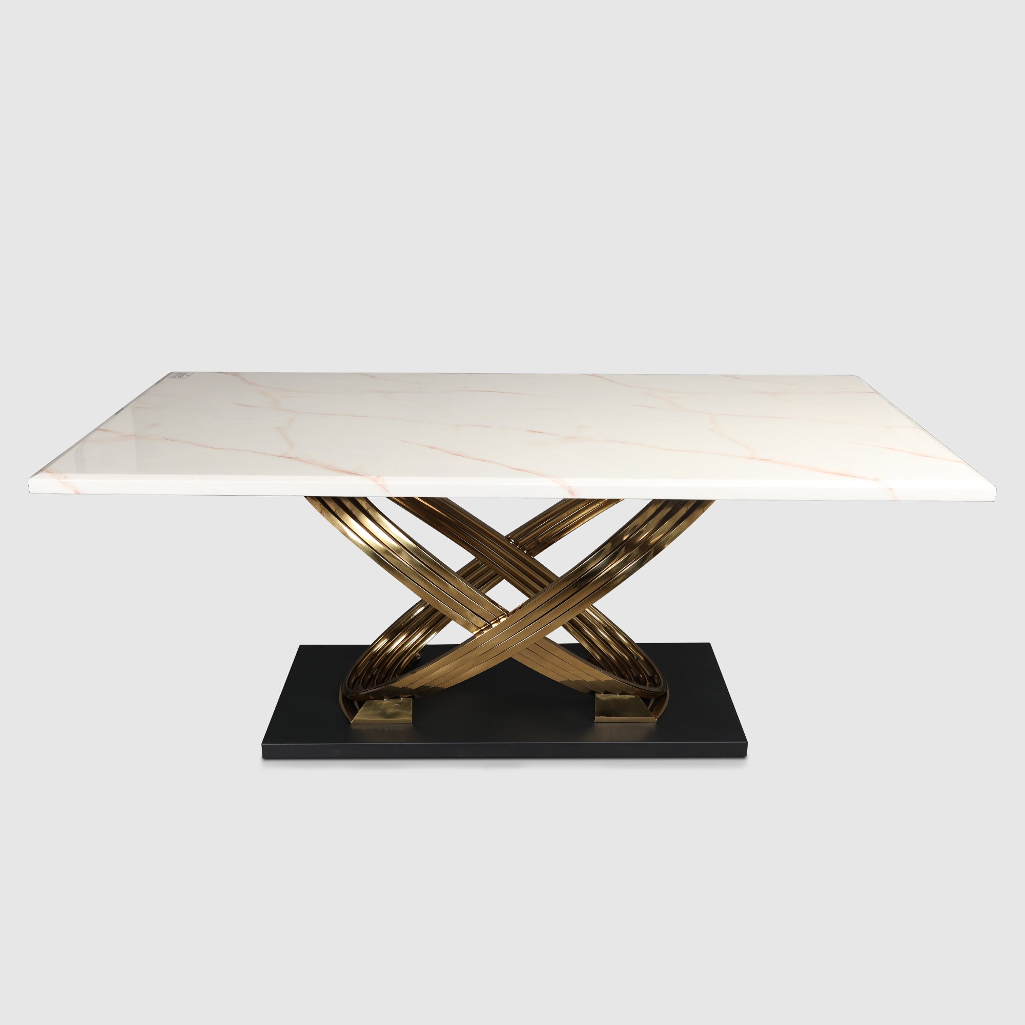 Henry Marble Finish Six Seater Dining Table in Beige & Gold Colour