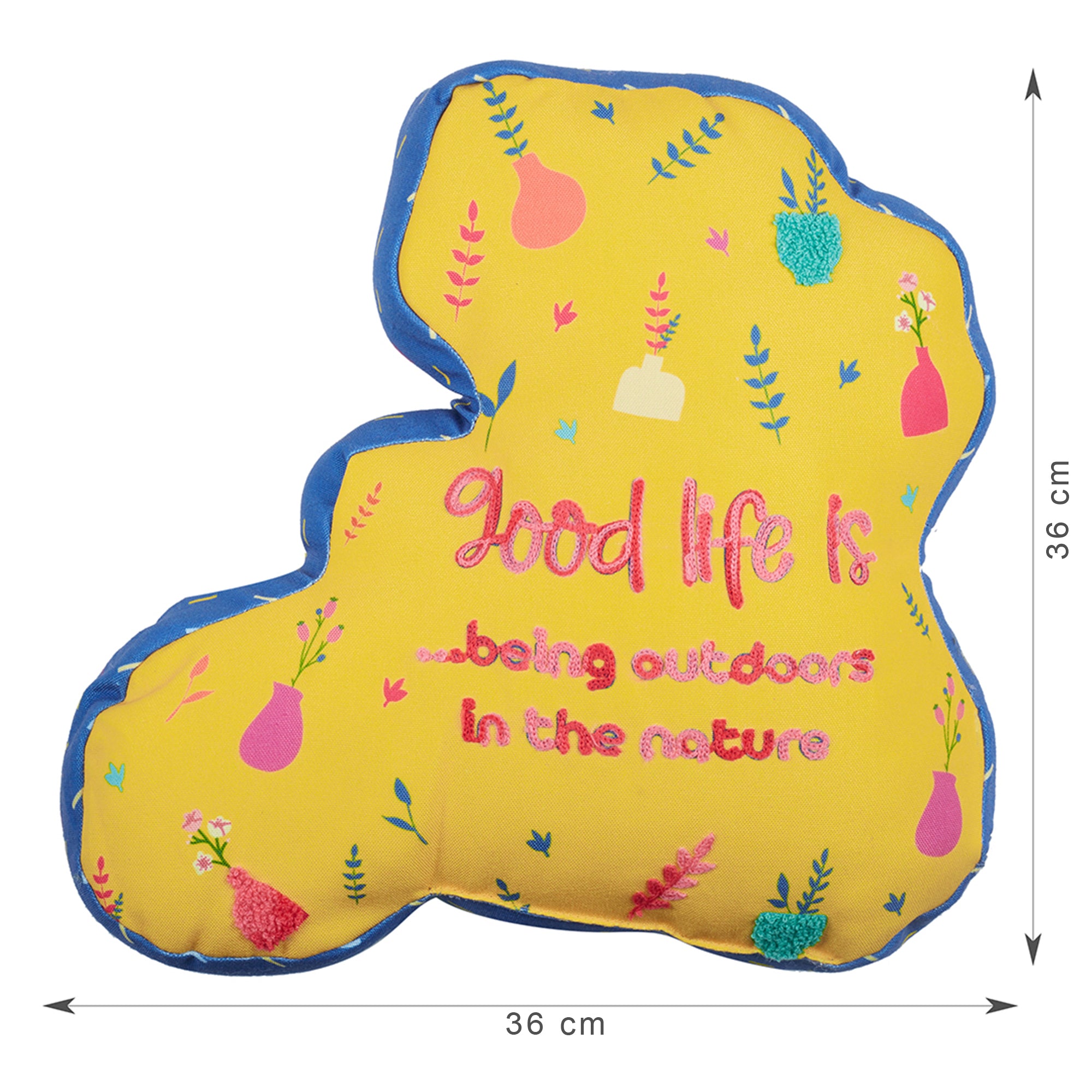 Good Life  Reversible Cycle Digital Printed Shaped Cushion 36x36 Cm in Yellow Colour