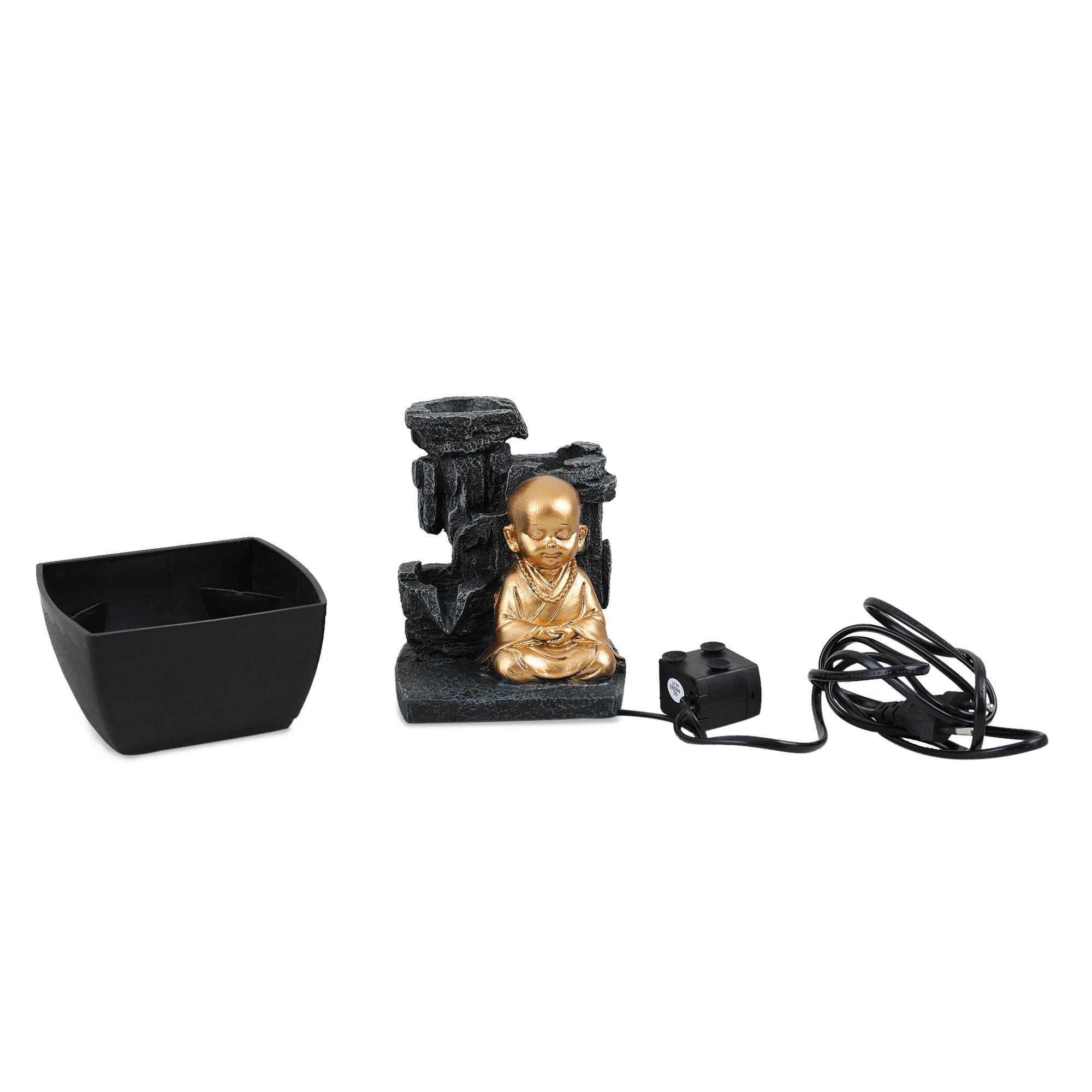 Impression Polyresin Monk Fountain 13X18Cm in Black Gold Colour