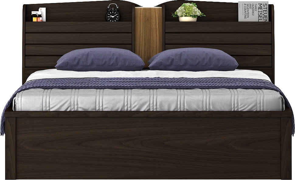 Magnum Engineered Wood Queen Bed with Hydraulic Storage in Urban Walnut Colour