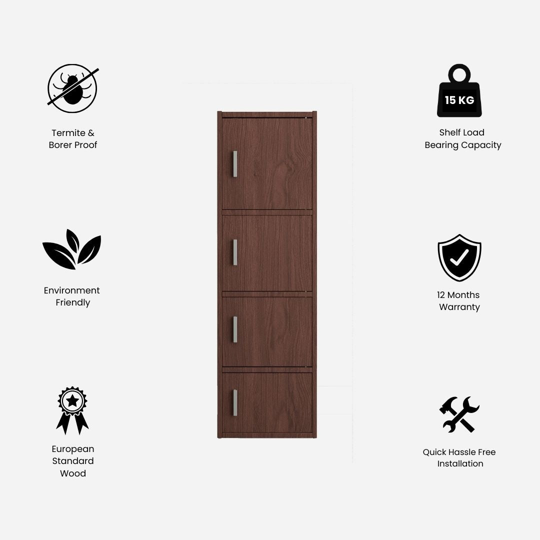 Albert Engineered Wood 4 Tier Cabinet in Cherry Brown Colour