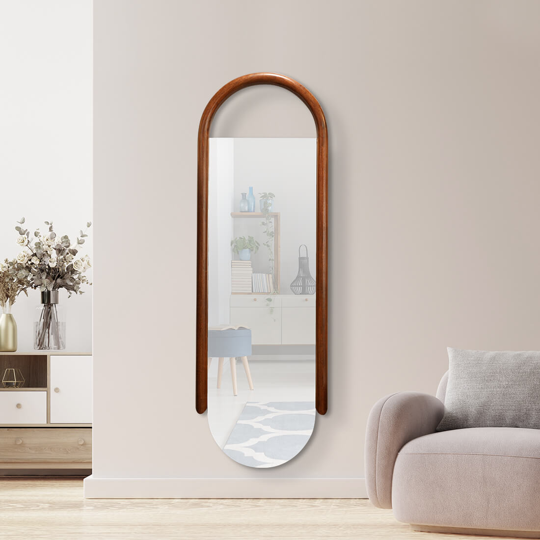 Serenity  Accent Mirror in Walnut Colour