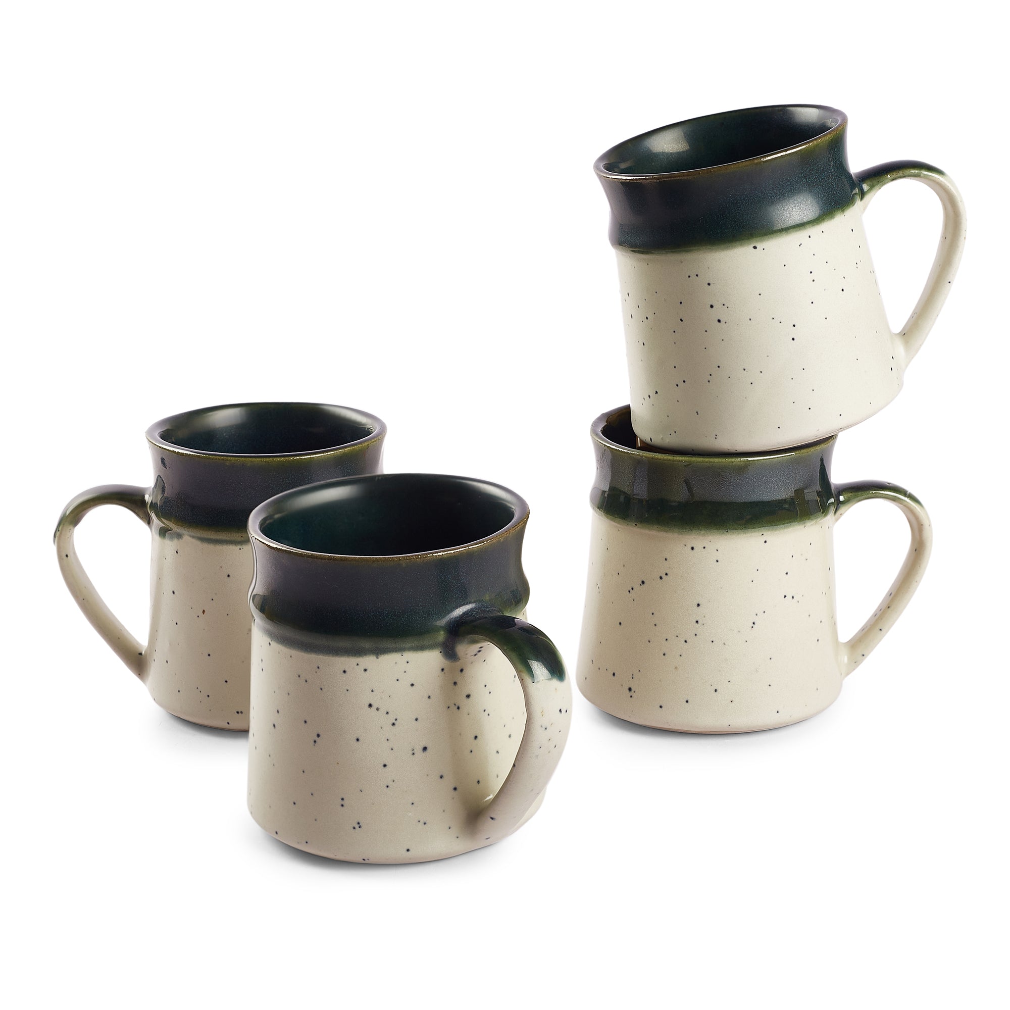 Living Essence Japandi Green Mug Set of 4Pcs