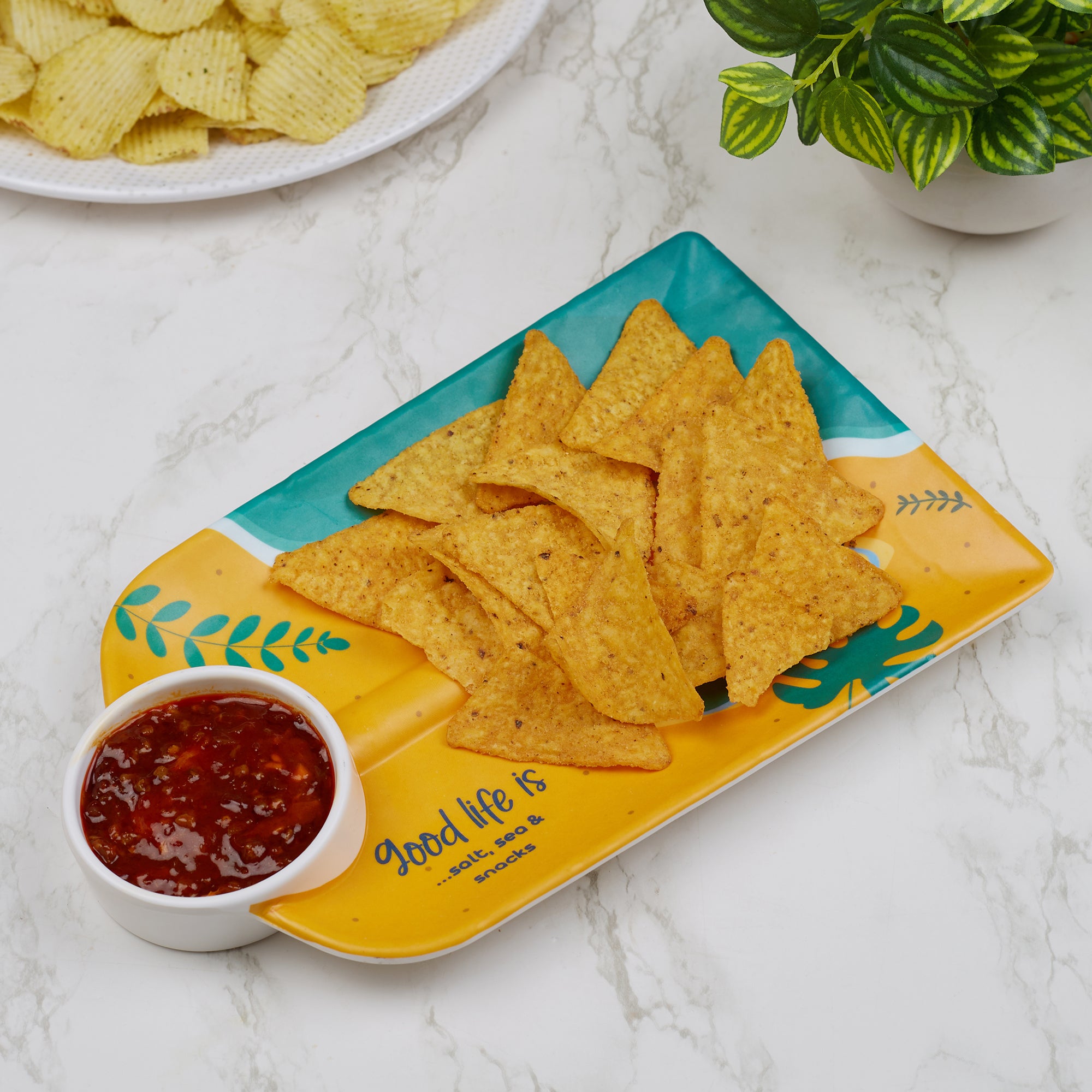 Good Life Melamine Serving Platter with Dip Bowl in Multi Colour
