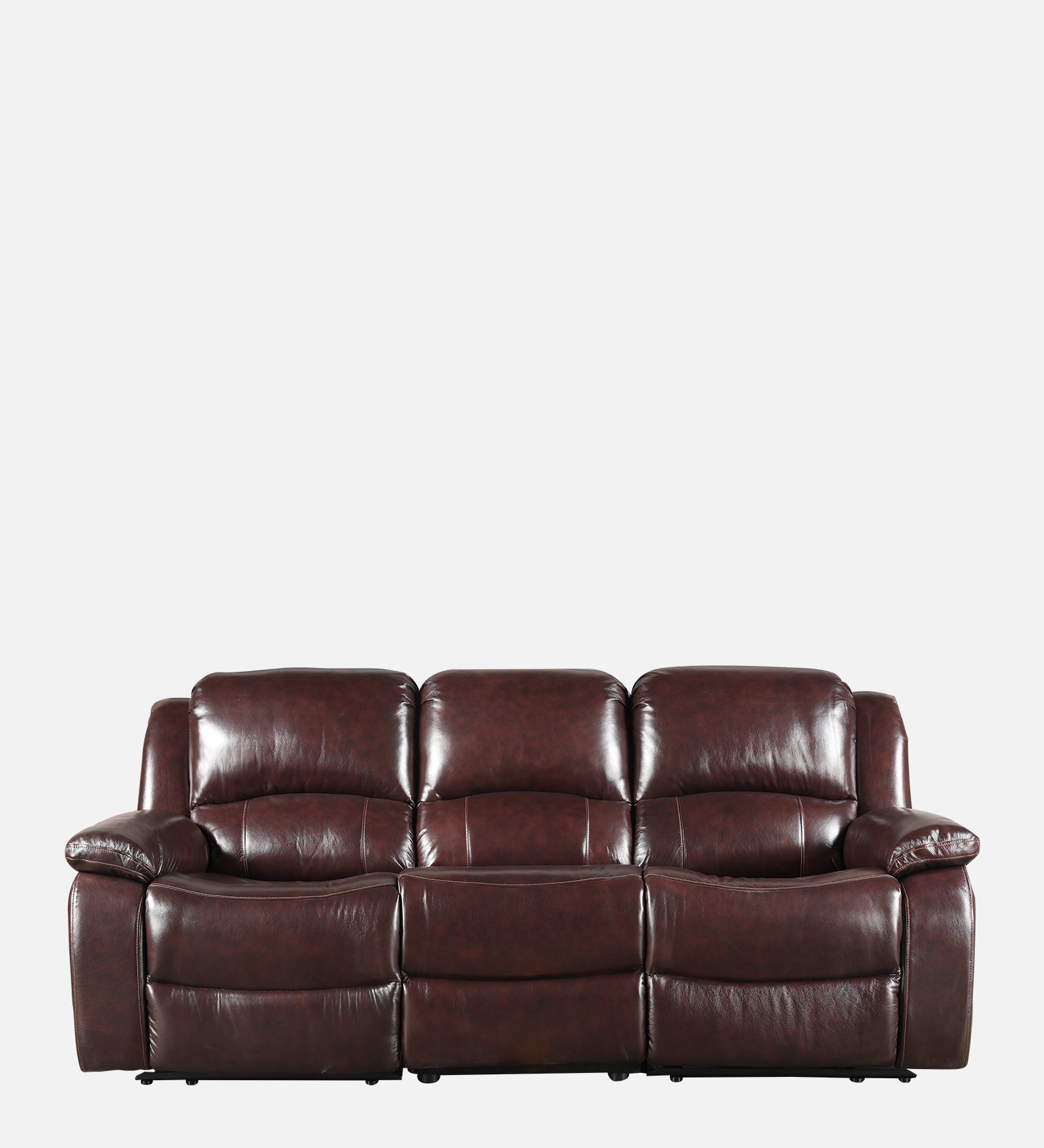 Rhine Half Leather Three Seater Electric Recliner in Brown Colour