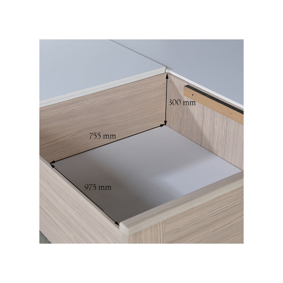 Ambra King Bed with Box storage in Oak Colour