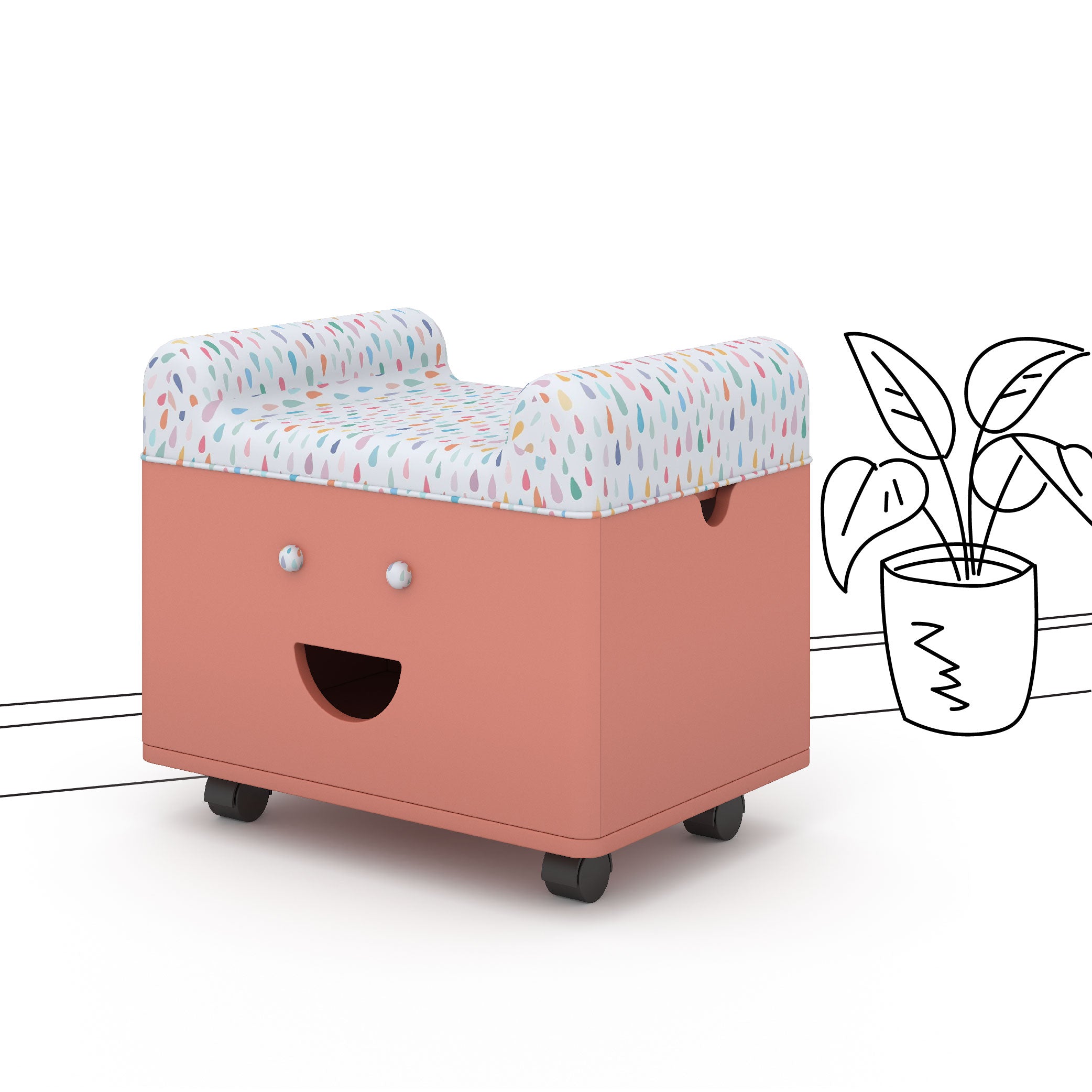 Happy Storage Bench in Coral Paradise Colour