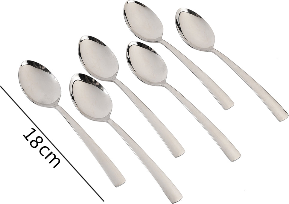 FNS Solo Desert Steel Spoon Set of 6 in Silver Colour