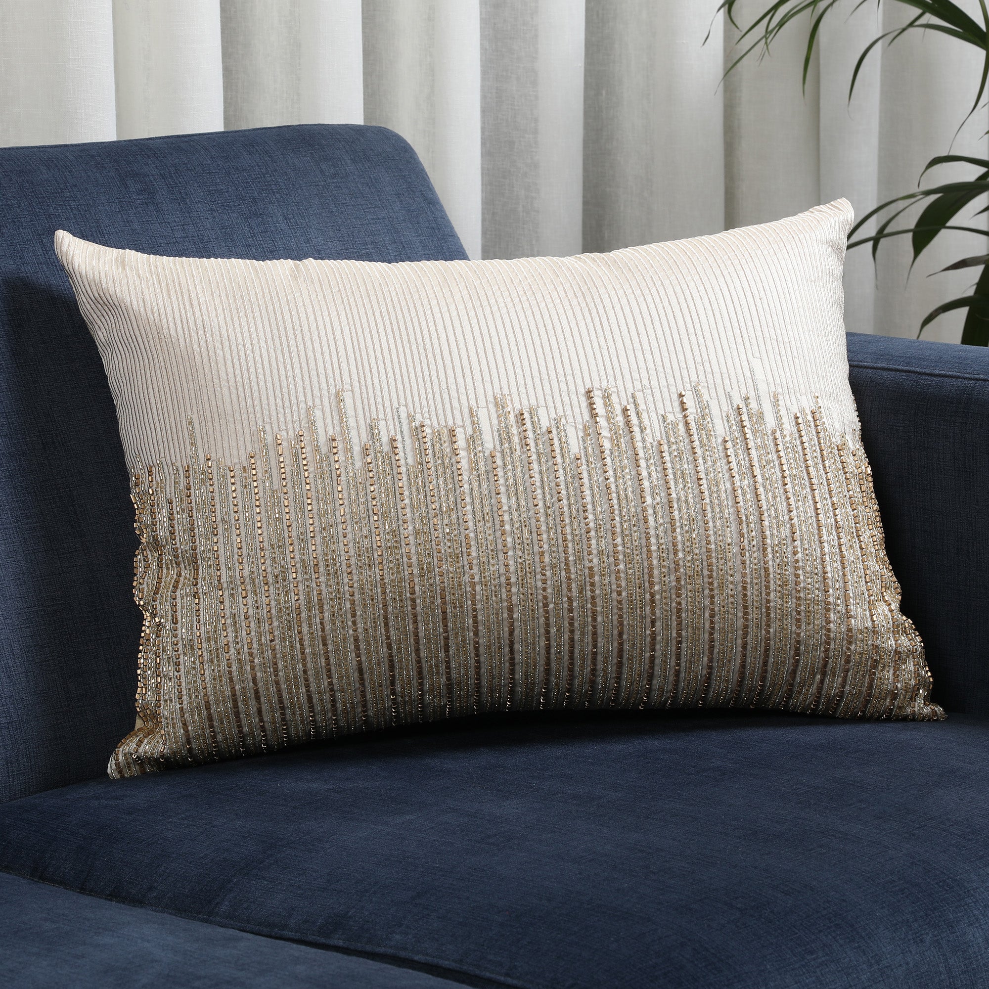 Modern Chic Polyester Cushion Cover 30x50 cm in Beige Colour