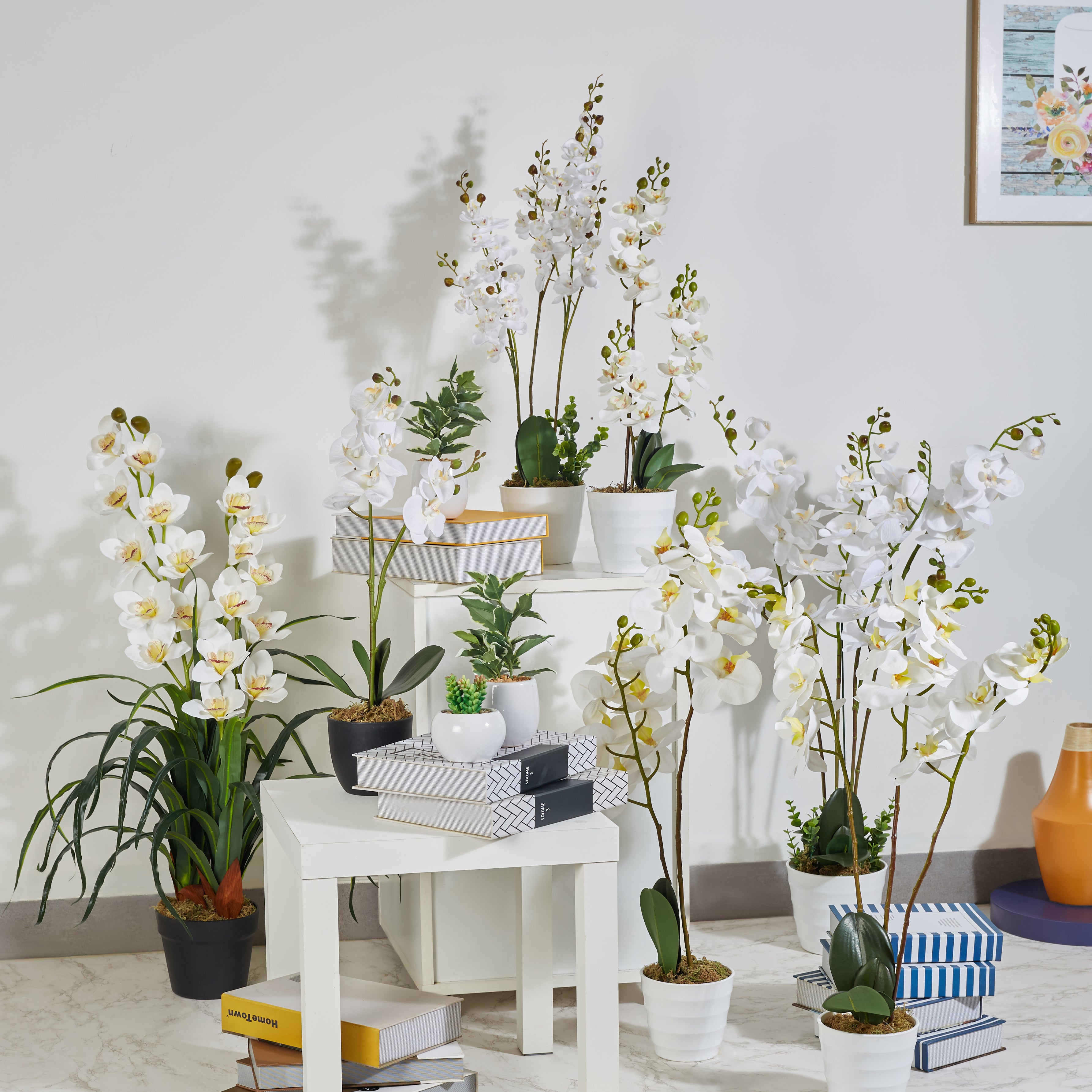 Ilana Artificial Orchid Potted Plant 55Cm in White Colour