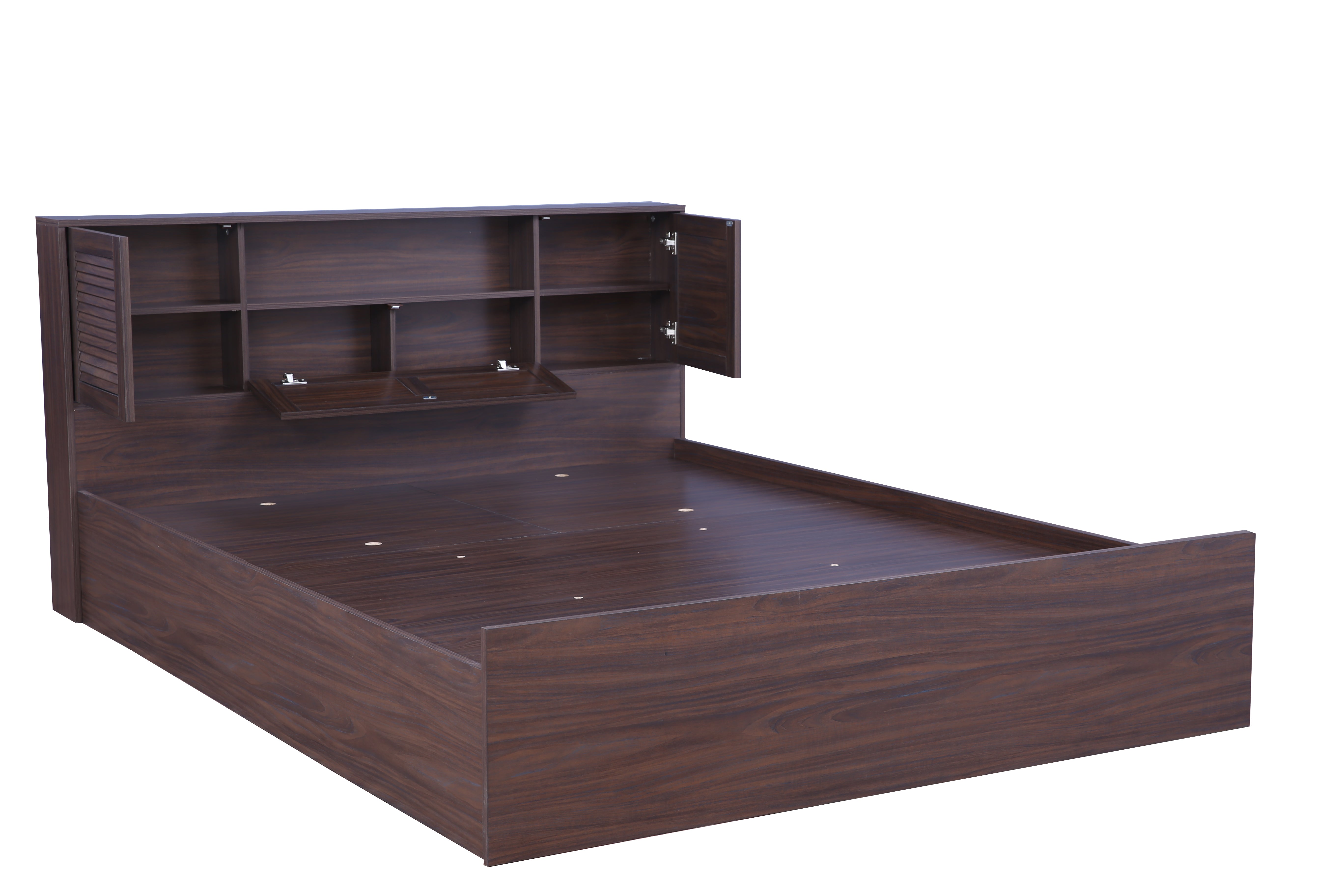 Bolton Queen Bed with Hydraulic storage in Walnut Colour