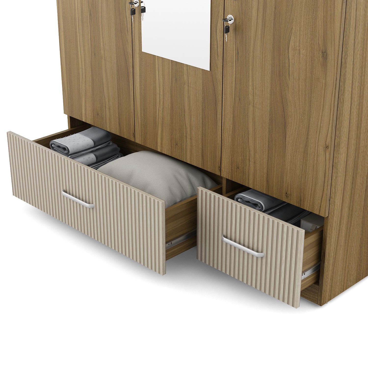 Diago King Bed Box Storage with Three Door Wardrobe Set