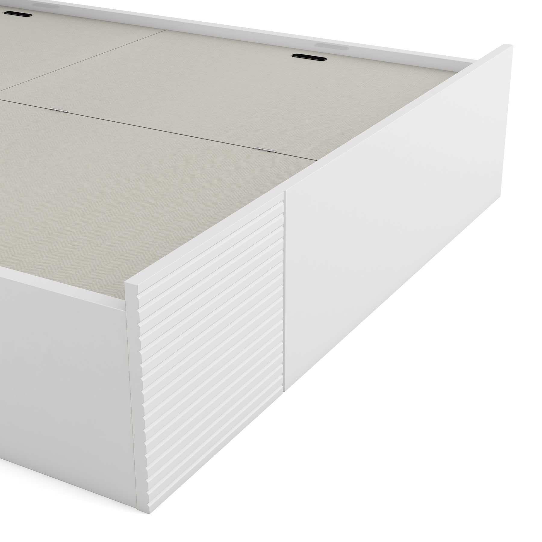Gwen  King Bed With Box Storage in White  & Denim Colour