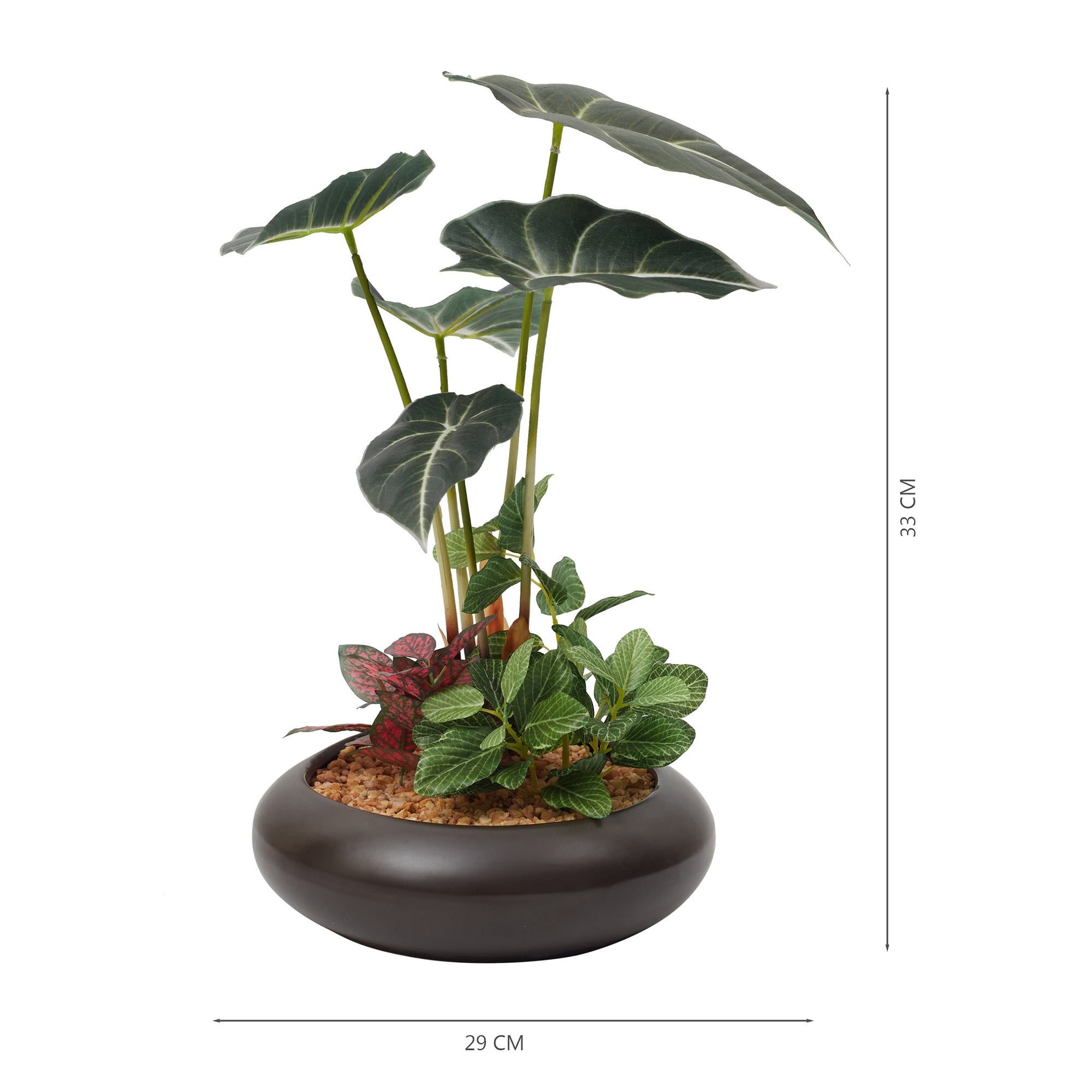 Ilana Faux Alocosia Ceramic Potted Plant 33 Cm in Green Colour
