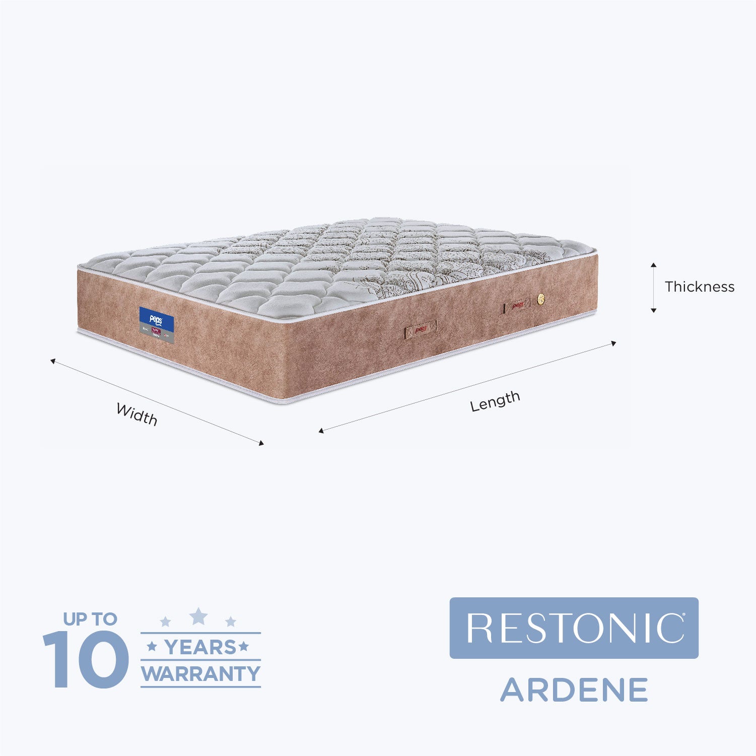 Restonic Ardene Pocket Spring King Mattress 84x72x8 Inch in Brown Colour