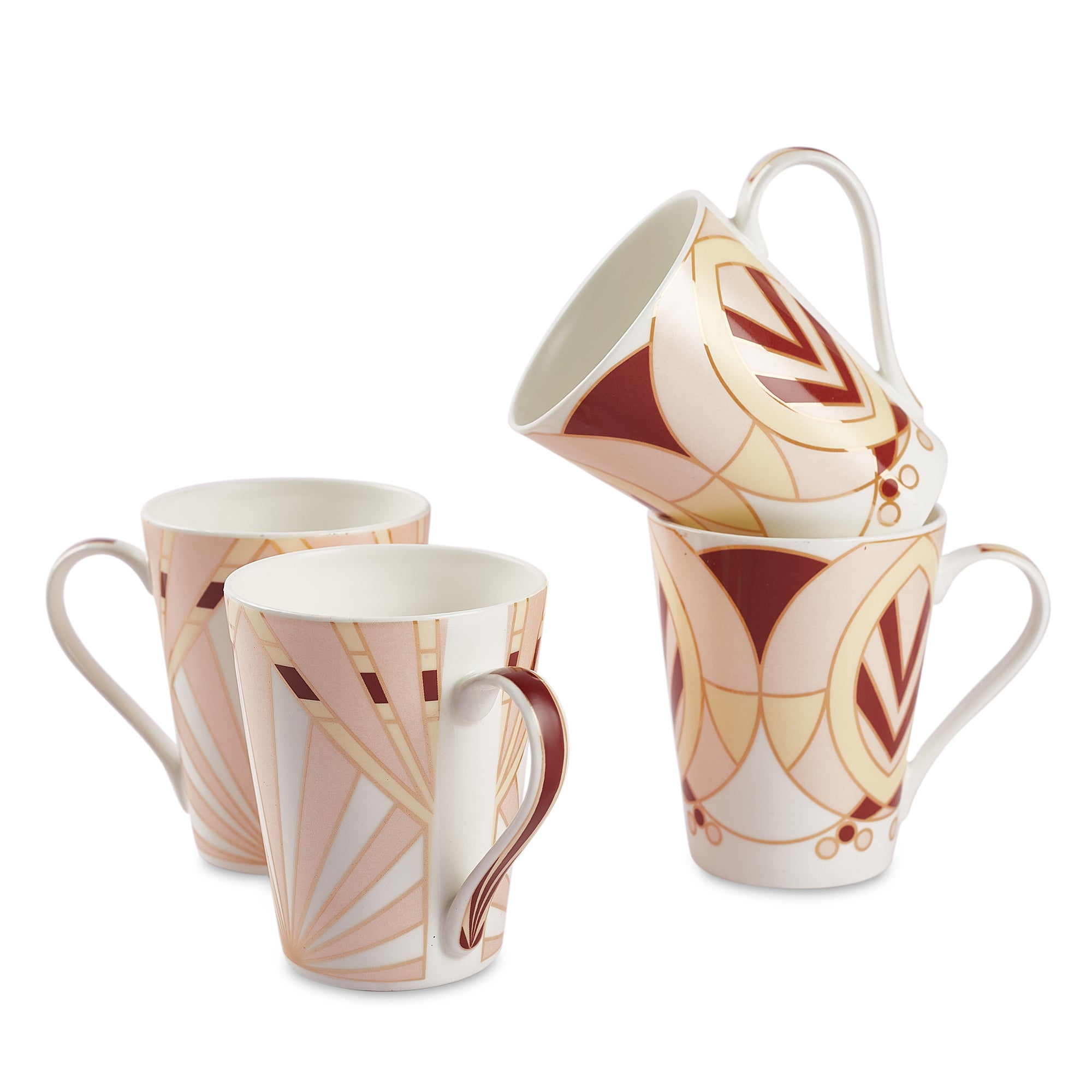 Sapphire Bone China Coffee Mug Set of 4 in Peach Colour