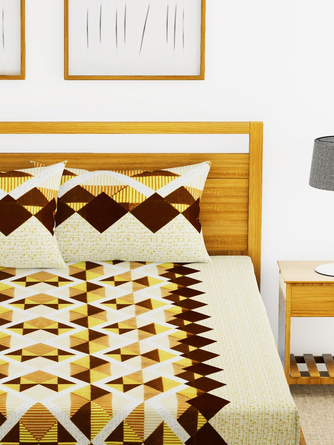 Essenza Cotton King Bed Sheet 220X254 CM in Brown Colour