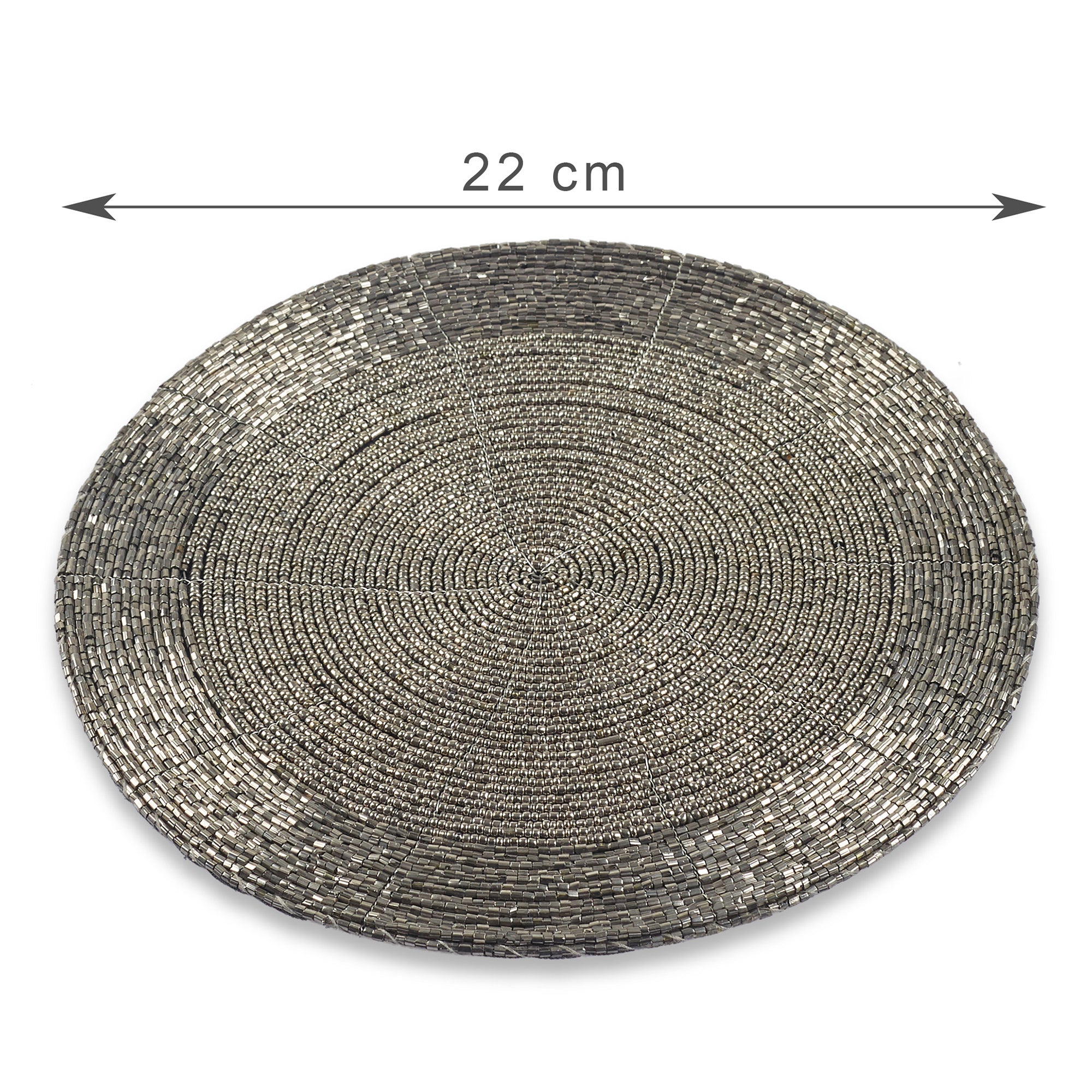 Nora Handmade Beaded Trivet Dia 22 Cm in Silver Colour