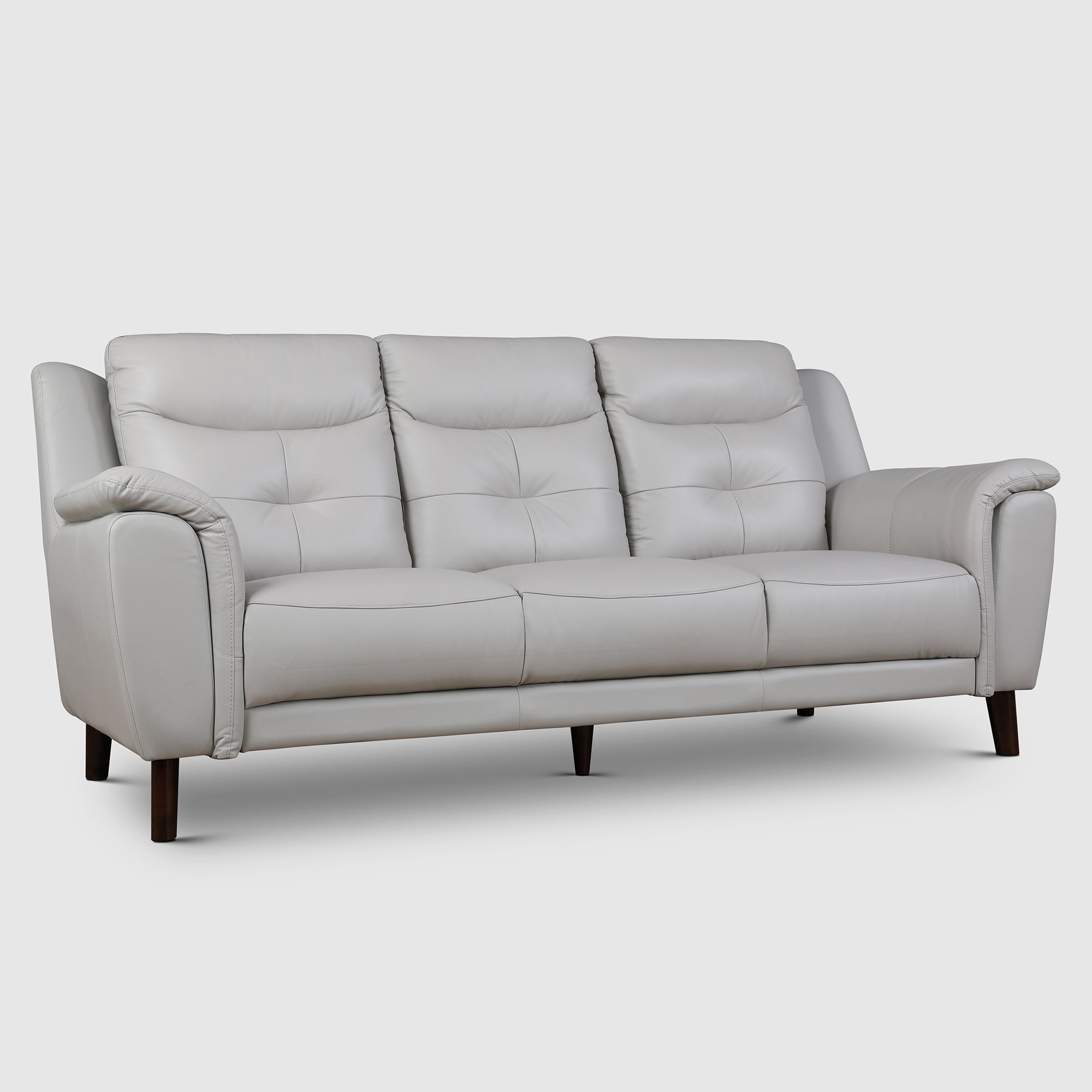Alexa Half Leather Three Seater Sofa in Light Grey Colour