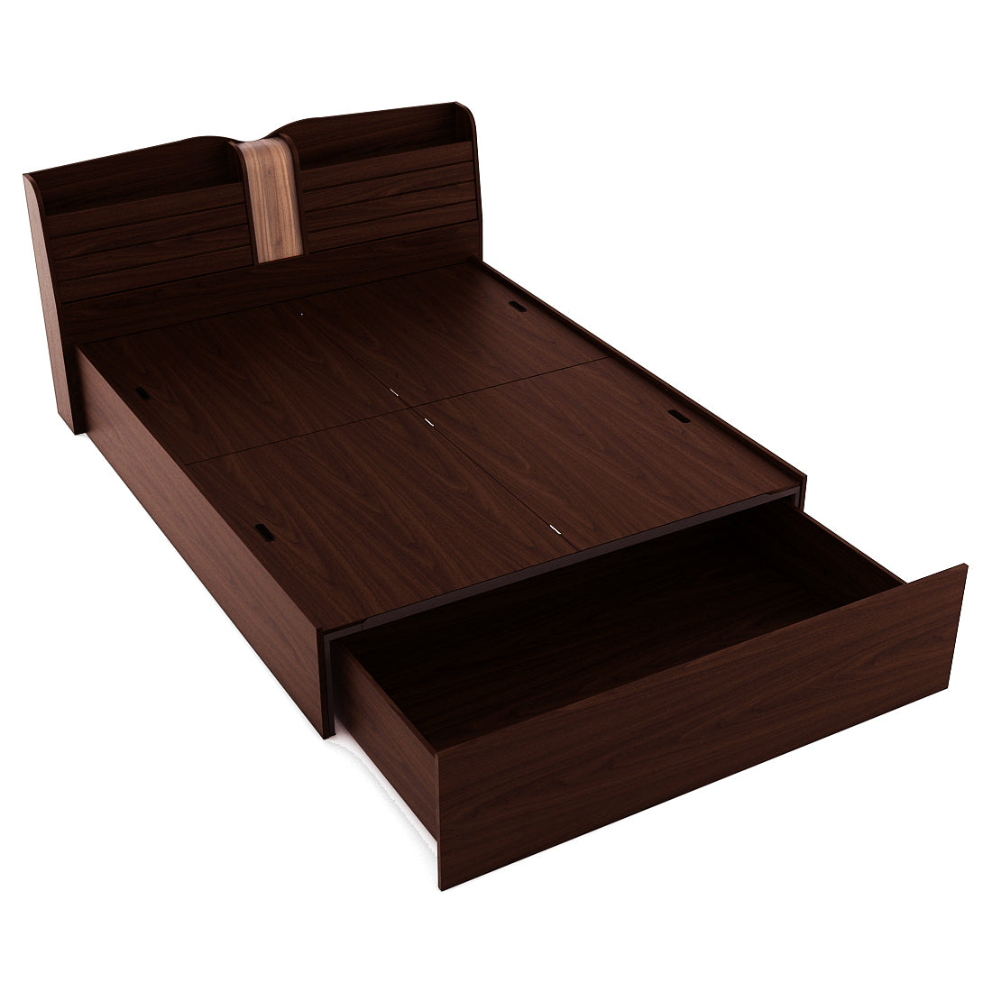 Magnum Engineered Wood Queen Bed with Box Storage in Urban Walnut Colour