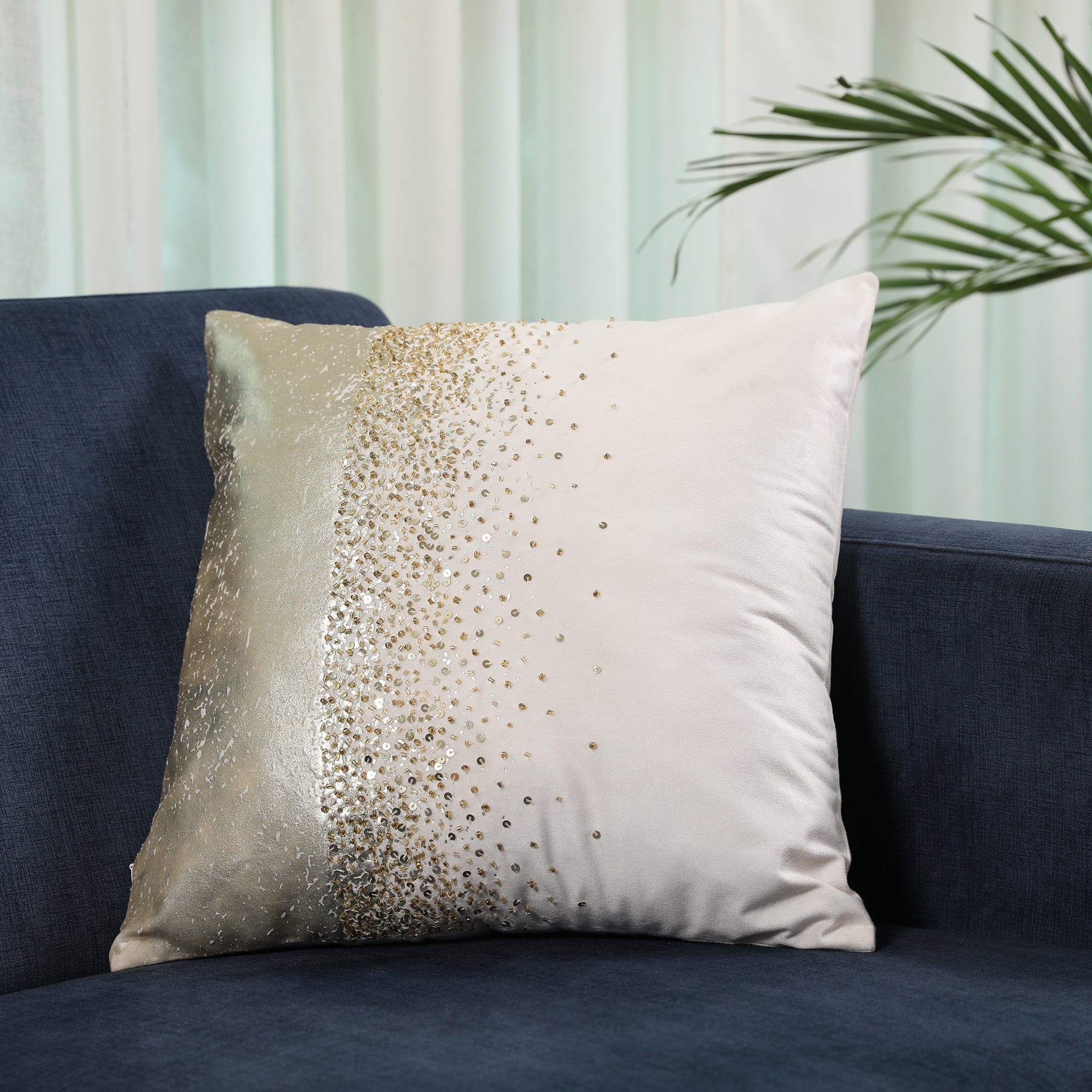 Swarna Cushion Cover White, 40x40cm