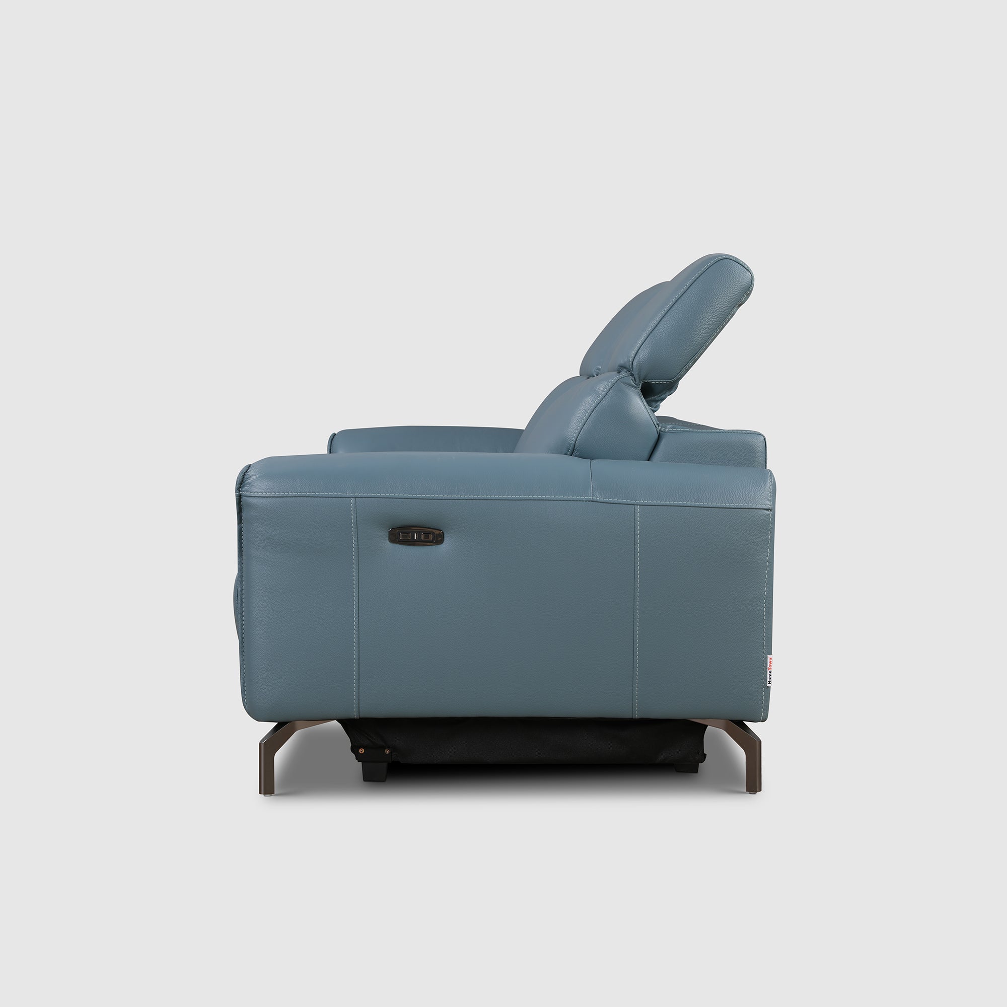 Emilia Half Leather Three seater Electric Recliner in Blue Colour