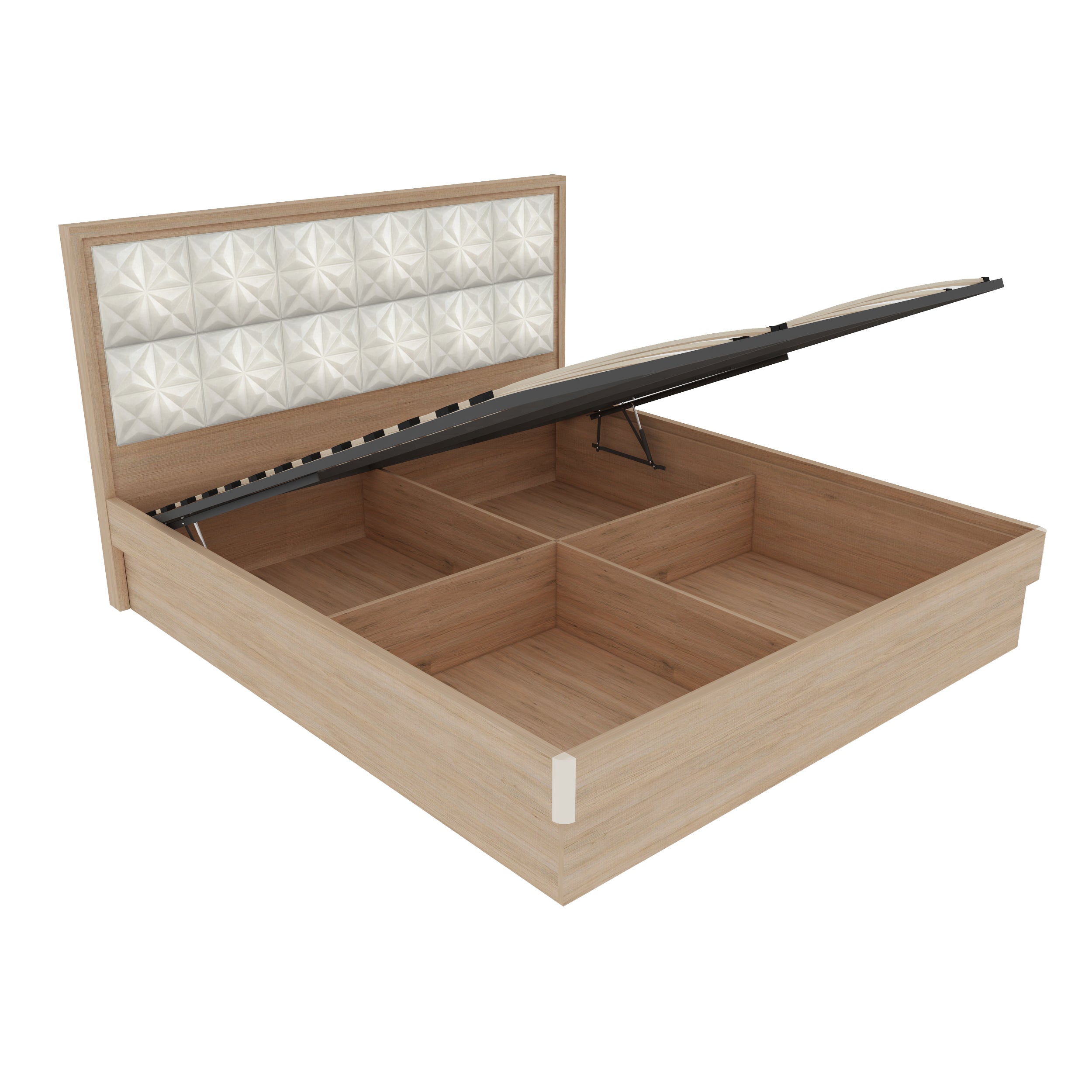 Jordan King Bed With Hydraulic storage in Sonam Oak & White Colour