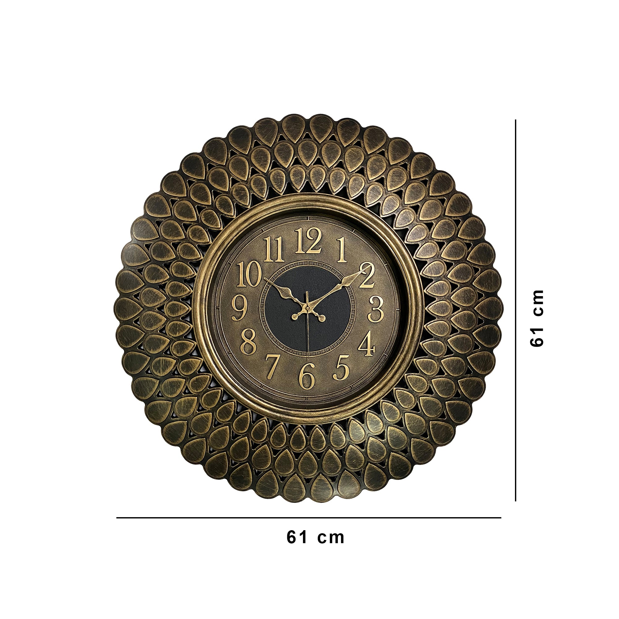 Aristo Classic Wall Clock with Antique Finish, Diameter 60cm in Gold Colour