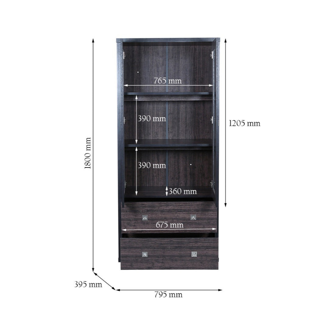 Evergreen Engineered Wood Book Shelf in Wenge Colour