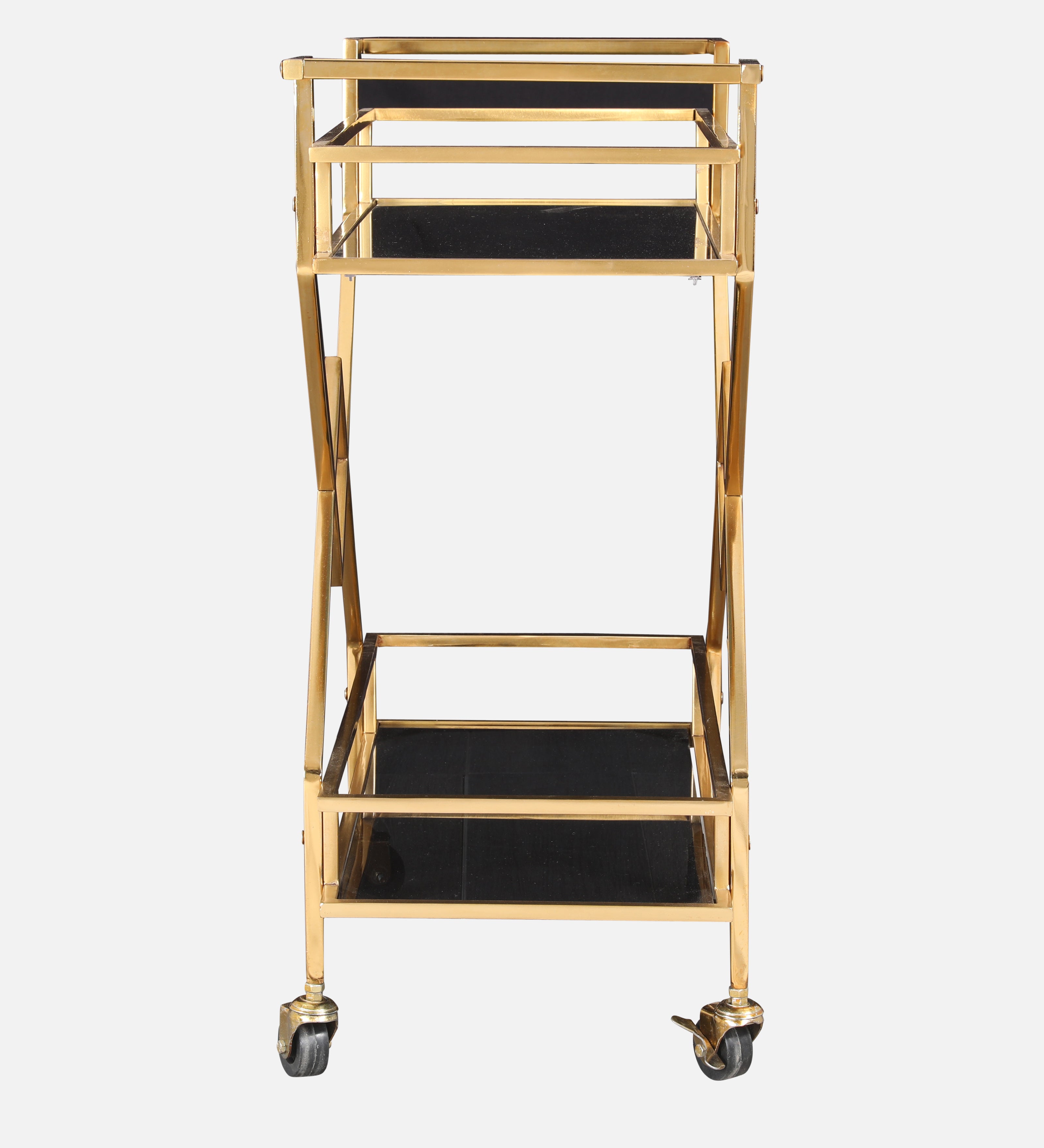 Turin Metal Serving Trolley in Gold & Black Colour