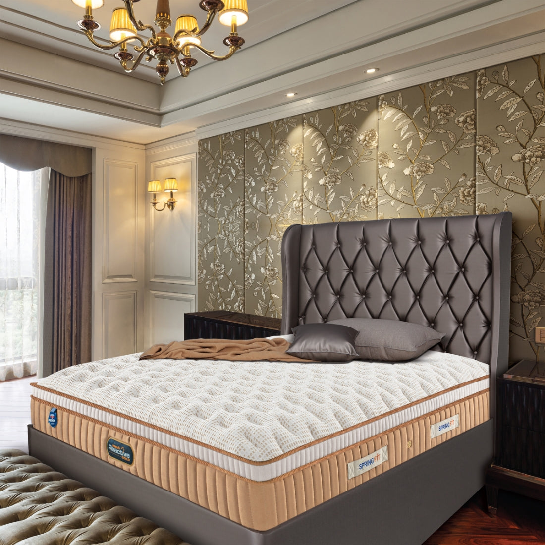 Reactive Gold Orthopedic Support Memory Foam King Mattress 75x72x6 Inch in Grey Colour