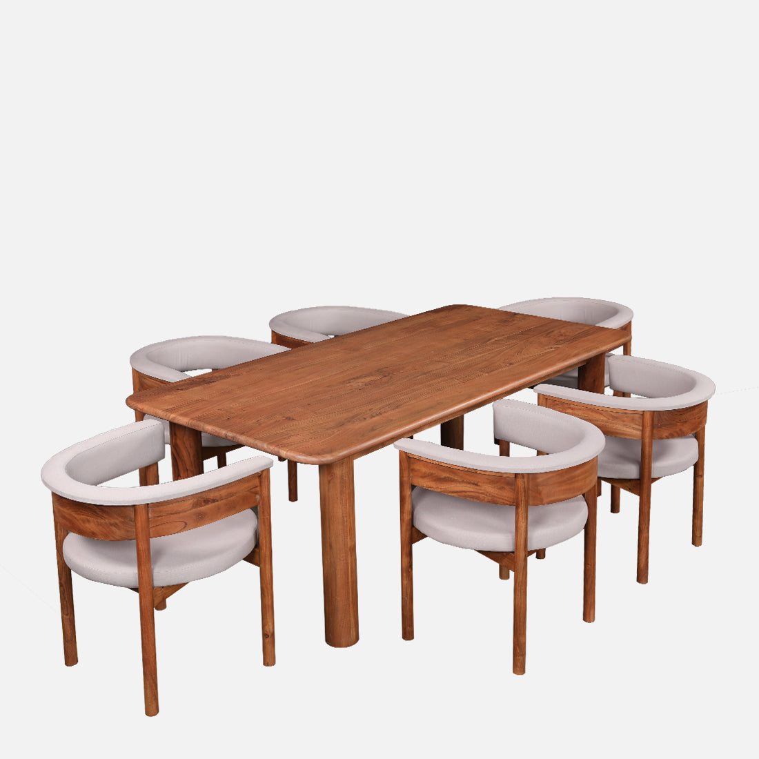 Haruki Acacia Wood Six Seater Dining Set in Teak Colour
