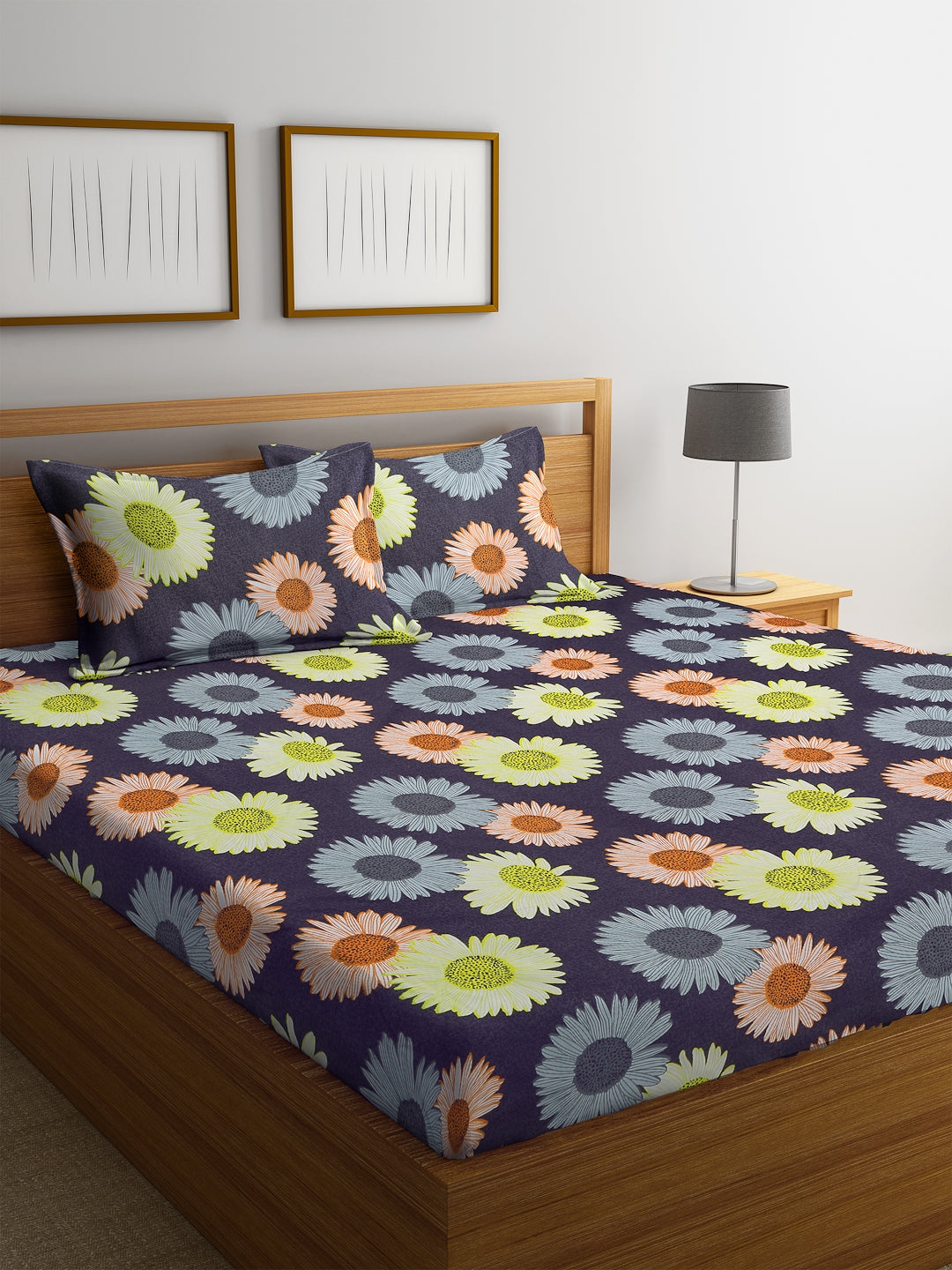 Carnival Double Bedsheet 220 x 230 CM in Blue Green Colour