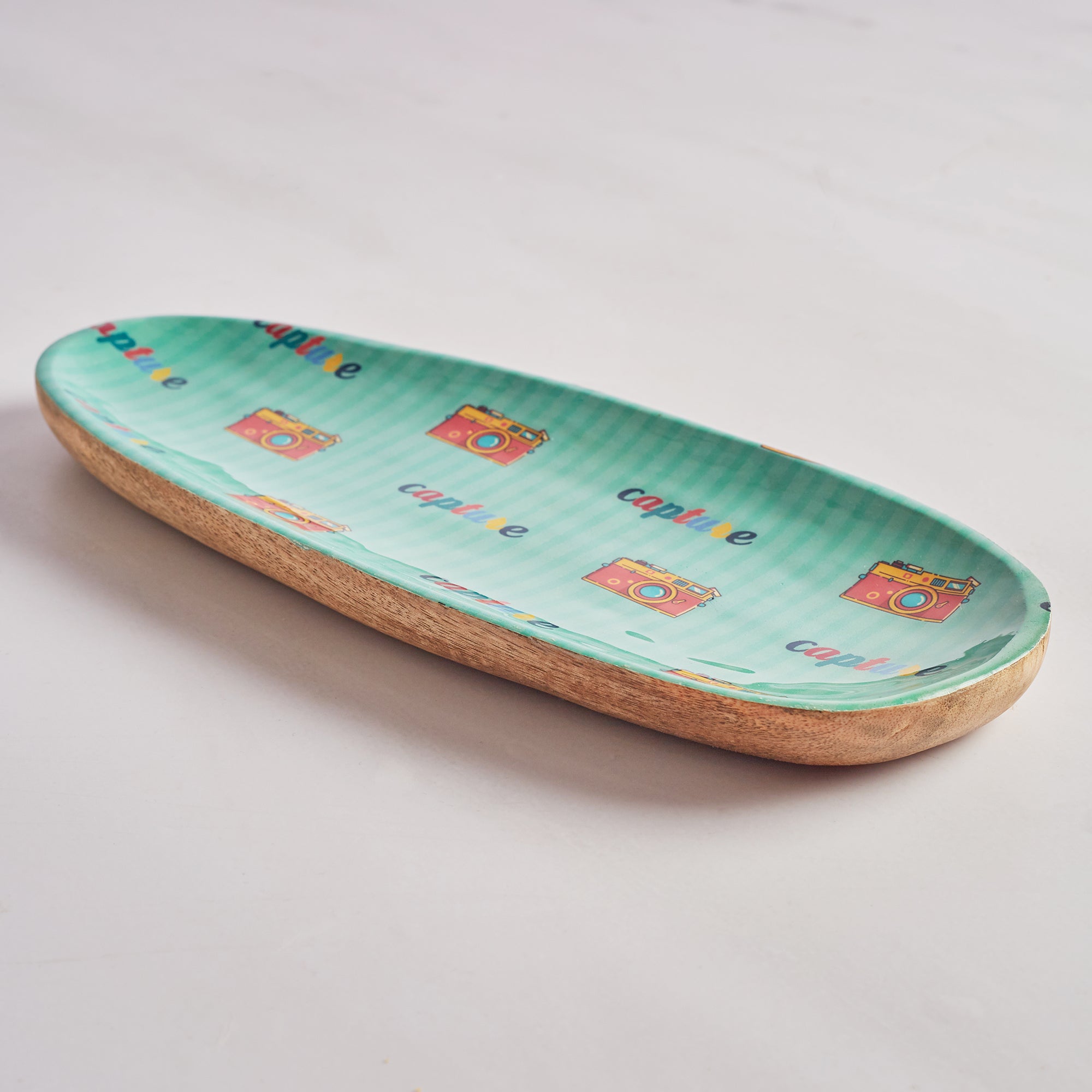 Milan Wooden Elongated Platter in Multi Colour