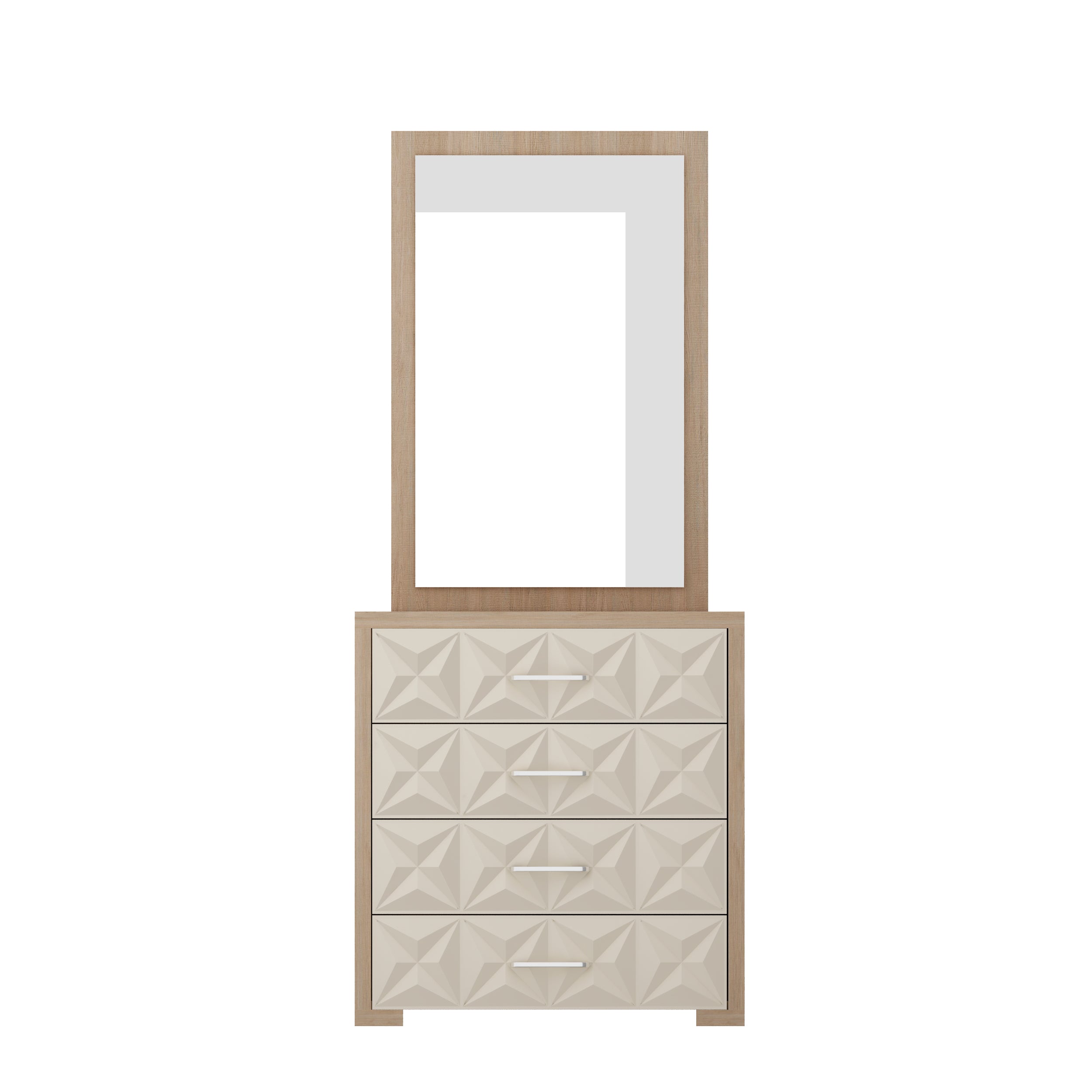 Jordan Dresser With Mirror in Sonam Oak & White Colour