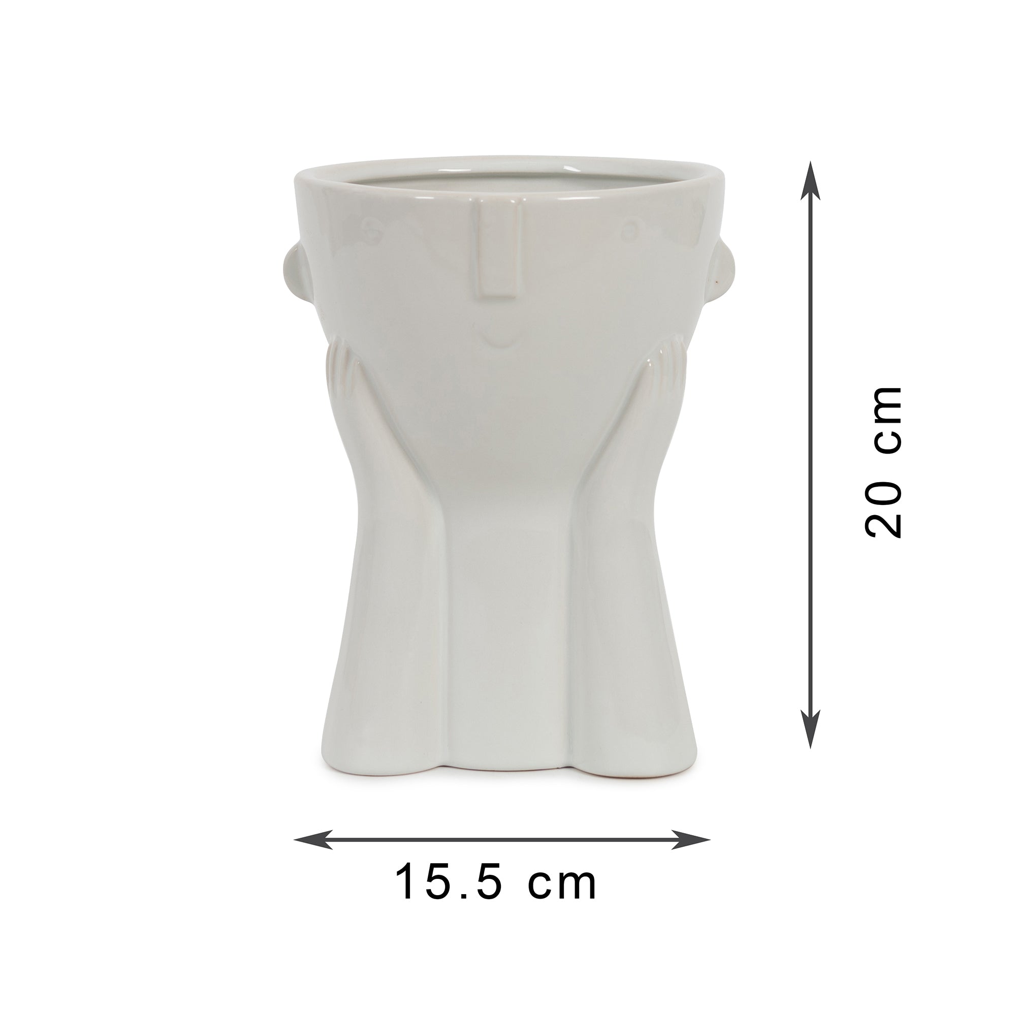 Alura Milan Resting Face Ceramic Planter 20Cm in White Colour
