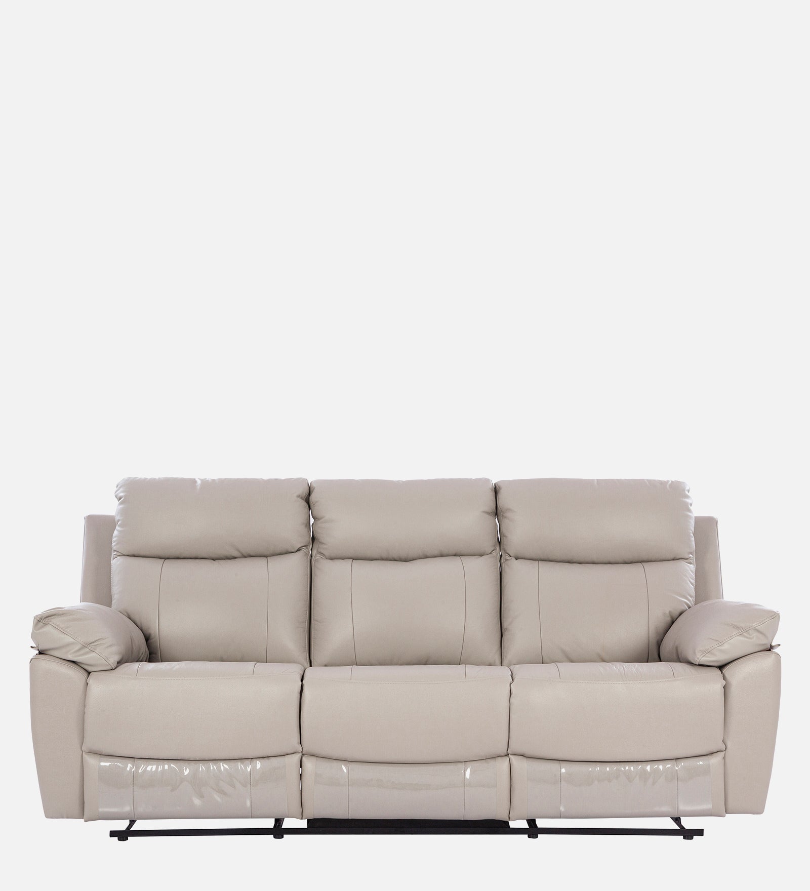 Quantum Half Leather Three Seater Recliner in Light Grey Colour