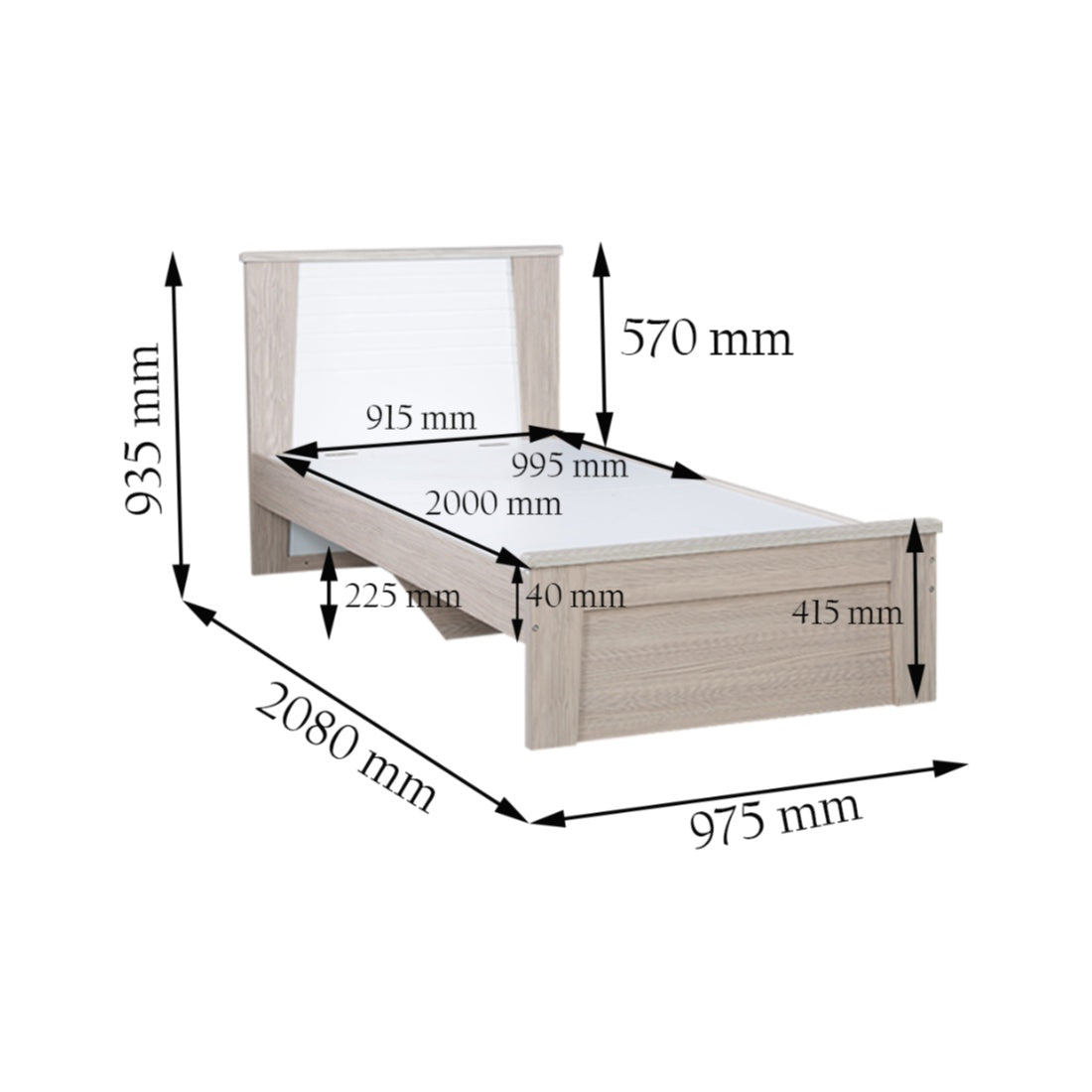 Ambra Single Bed without storage in Oak Colour