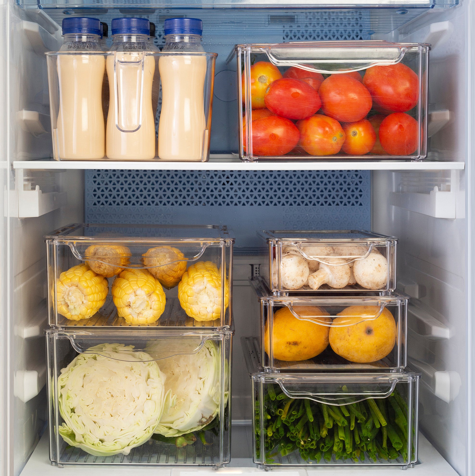 Robusto PET BPA Free Stackable Fridge Organizer with Lid & Drain- 5.7 Ltr in Transparent Colour