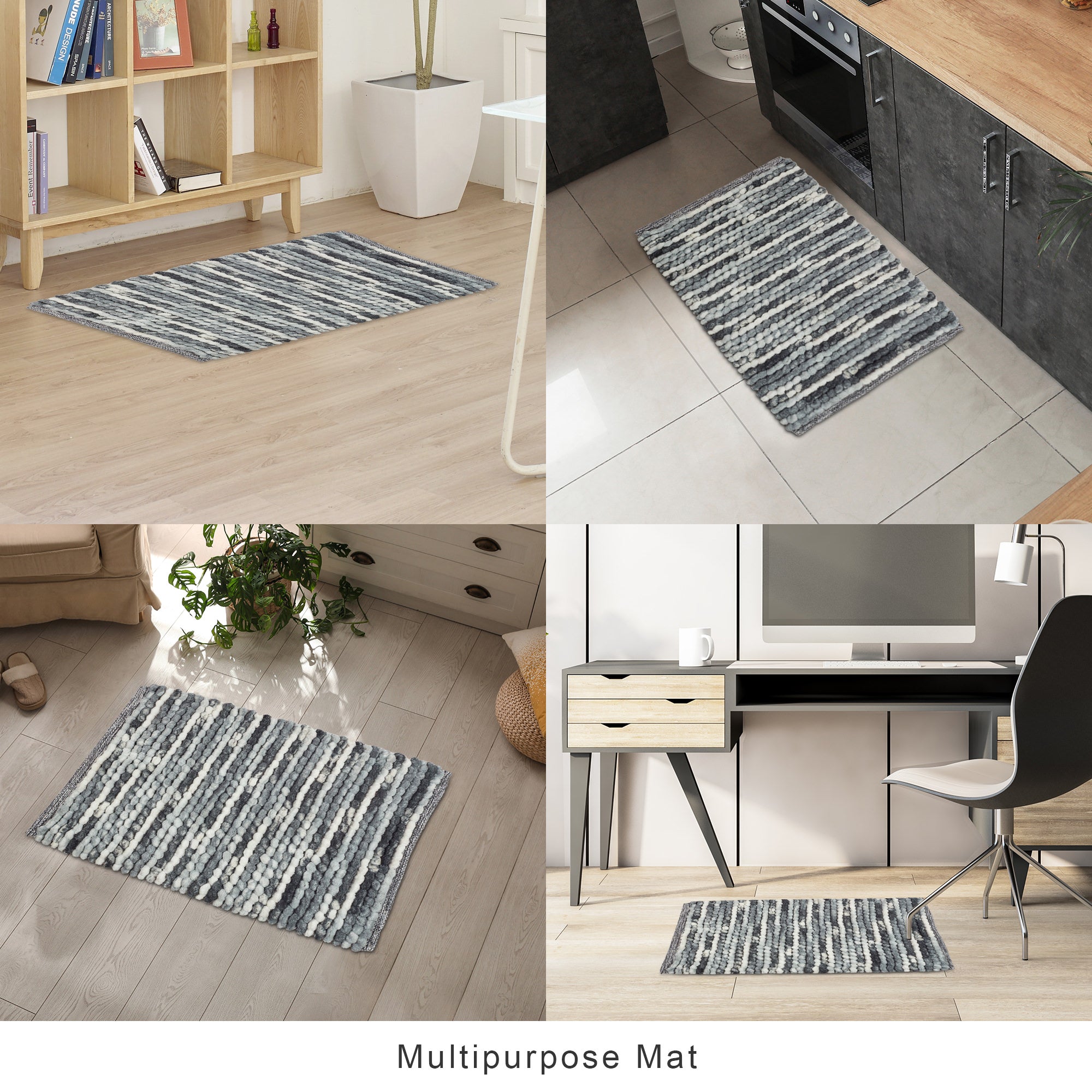 Emilia Micro Chenille Multipurpose Loop Bath Mat 40x60 Cm in Charcoal Colour