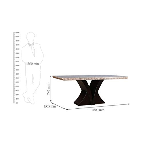 Alexandria Marble Top 6 Seater Dining Set in Beige Colour