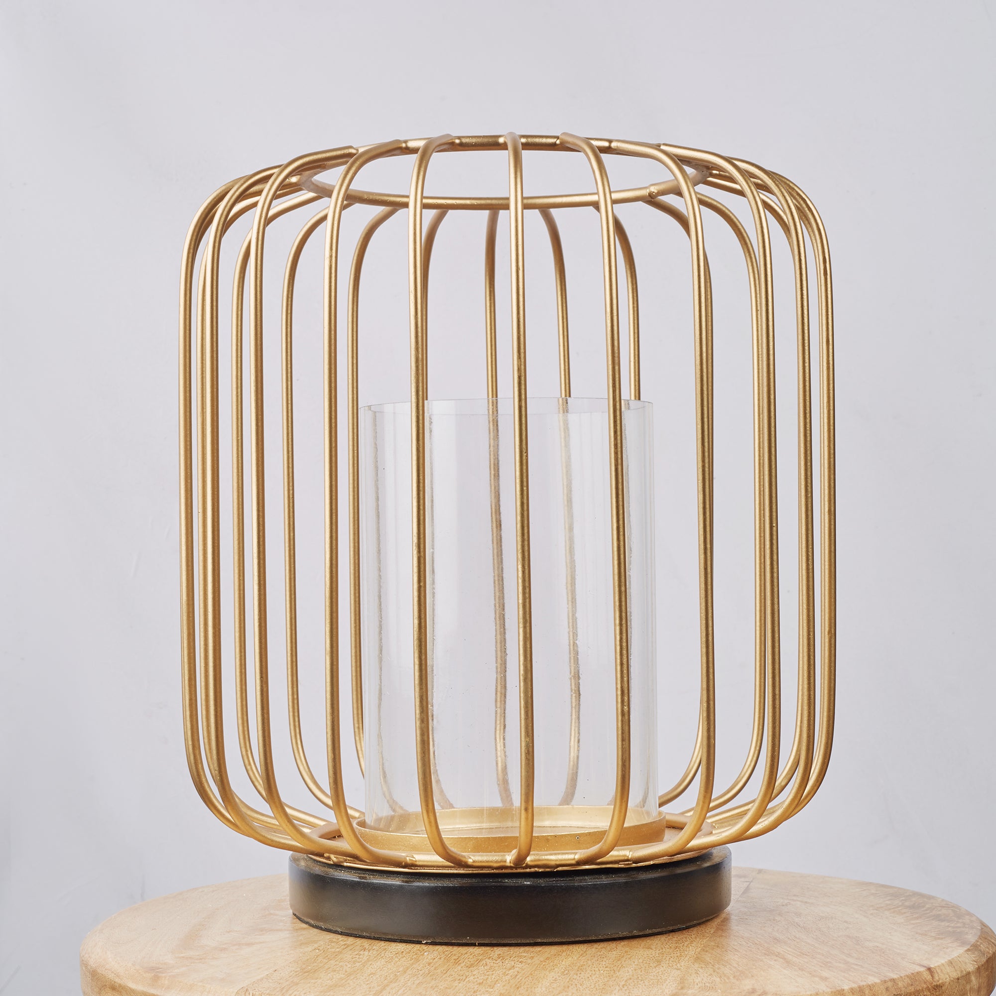 Sovereign Iron and Glass Wired Candle Holder 24x29Cm in Black & Gold Colour