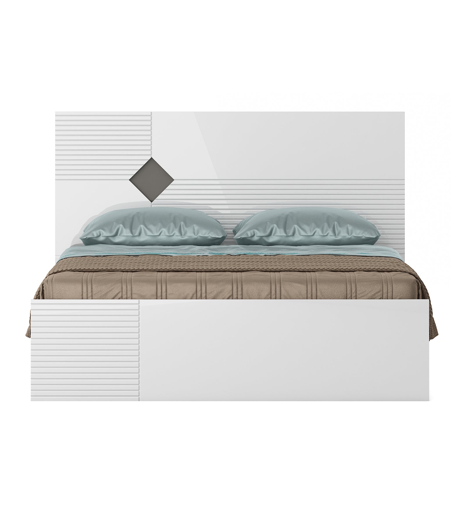 Gwen  King Bed With Box Storage in White  & Denim Colour