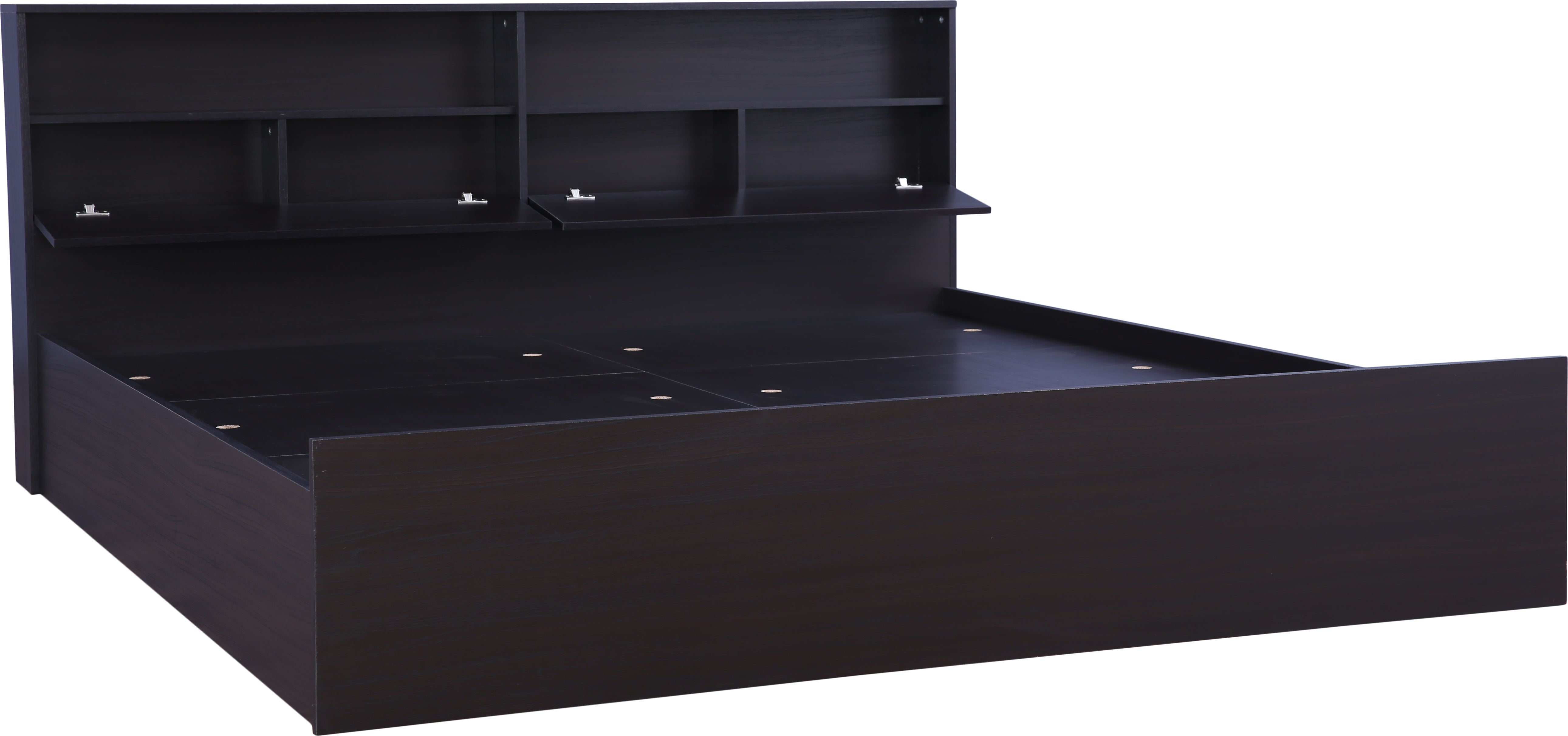 Alex King bed with Box storage in Dark Walnut Colour
