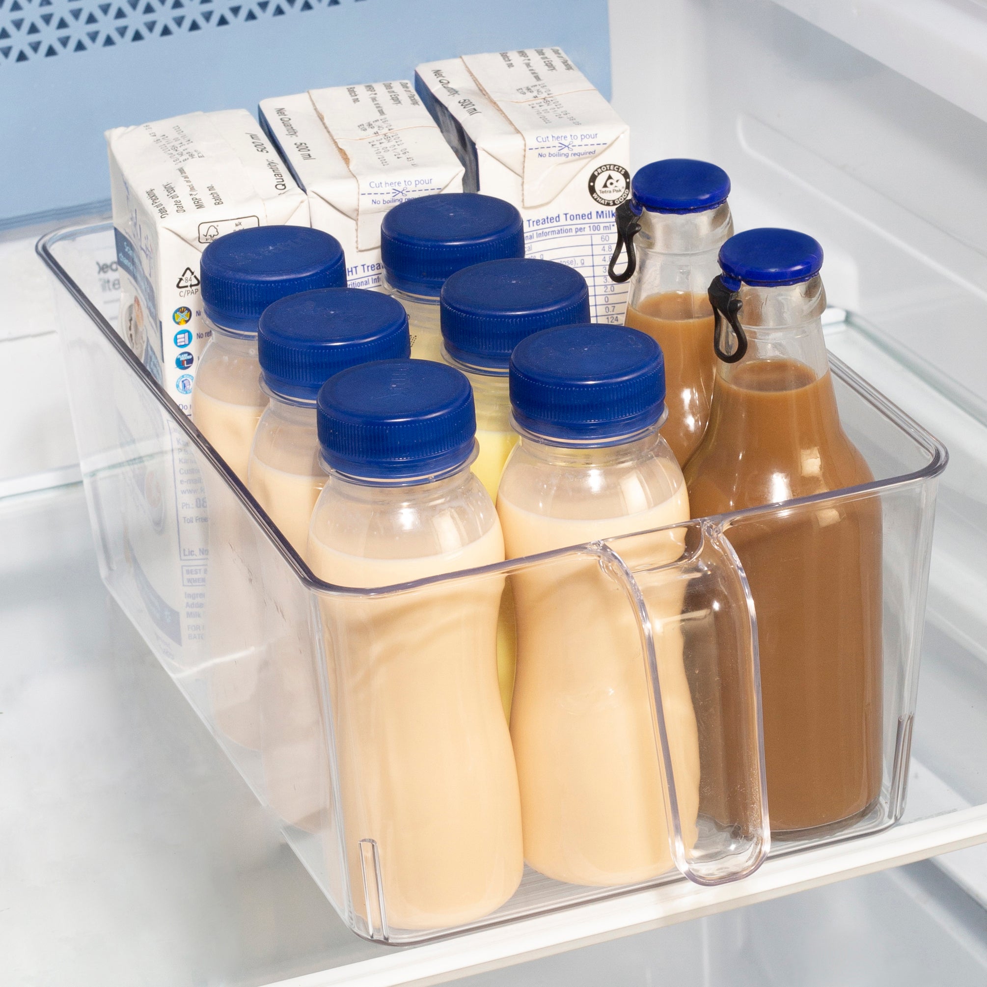 Robusto PET BPA Free Large Fridge Organizer with Front Handle in Transparent Colour