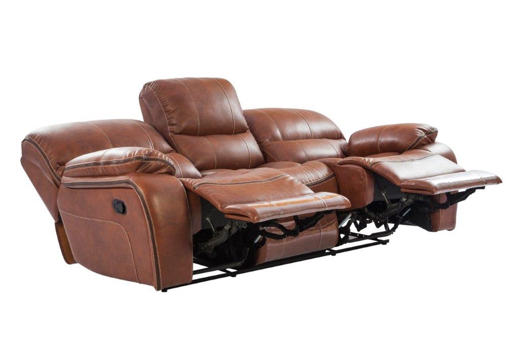 Tigris Leatherette Three Seater Recliner in Brown Colour