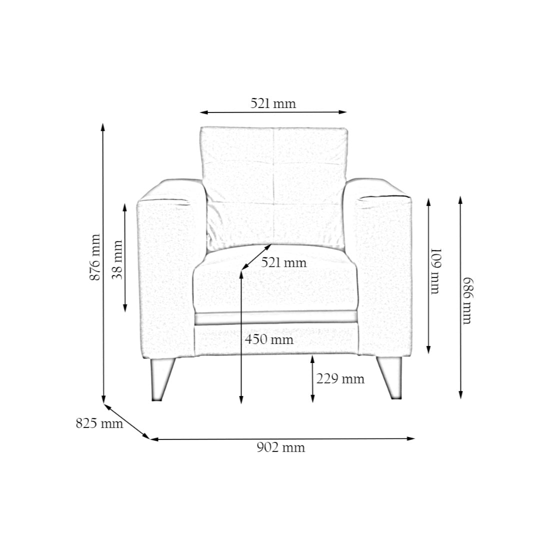 Garcia Fabric Single Seater Sofa in Beige Colour