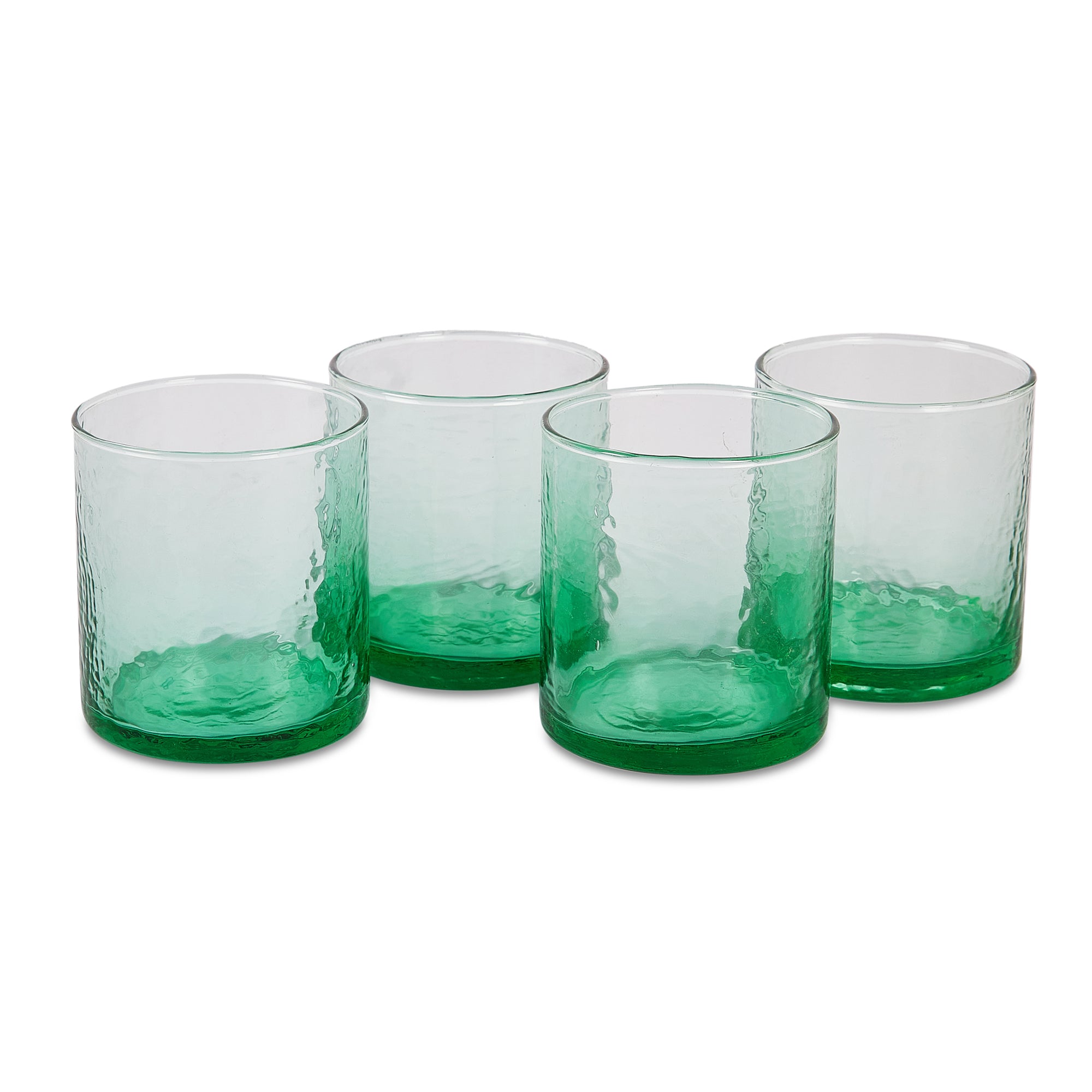 Ikigai Hammered Whisky Glass Set of 4 in Green Colour