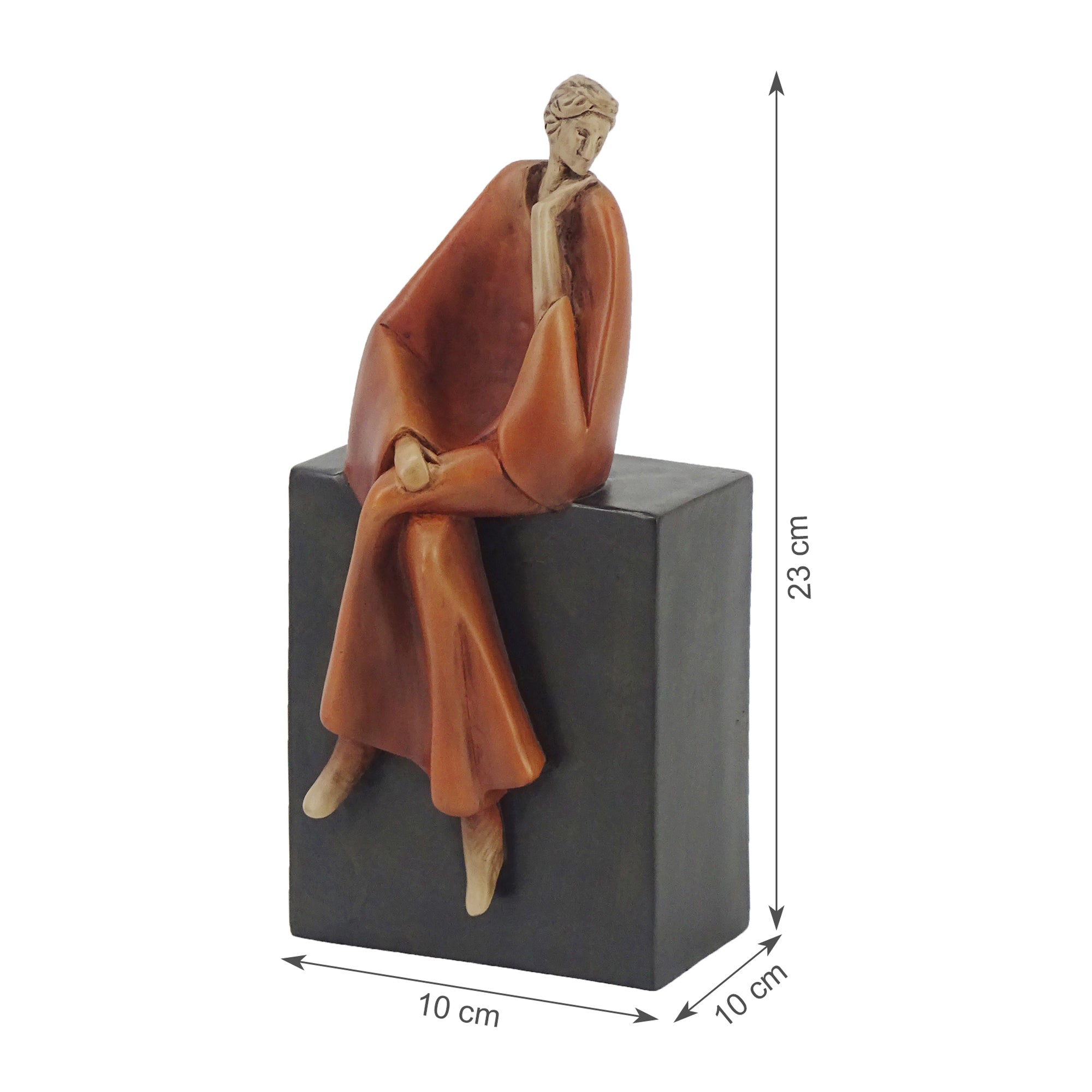 Alpine Polyresin Man Posing On Bench 23 Cm in Brown Colour